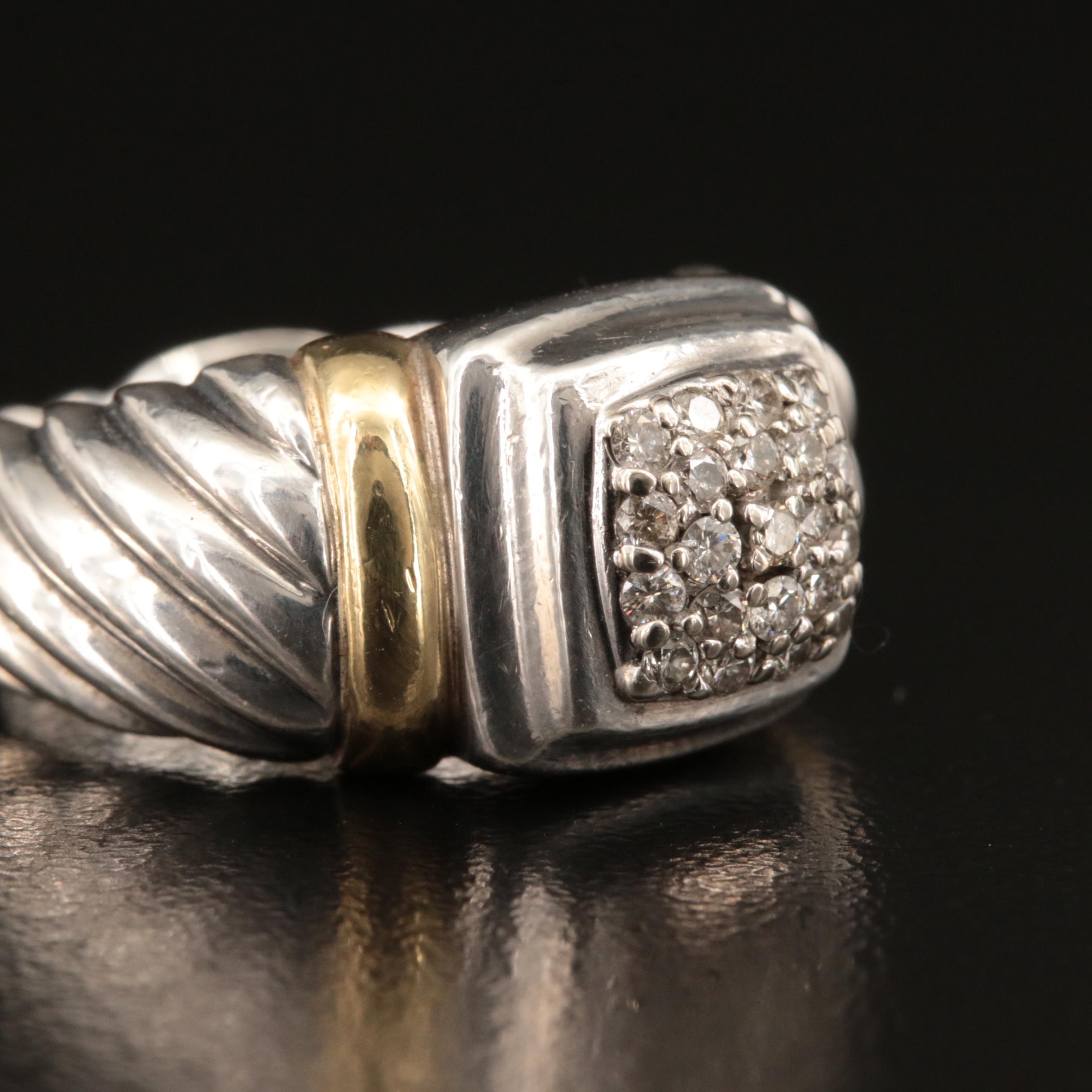 David Yurman "Noblesse" Sterling Diamond Ring
