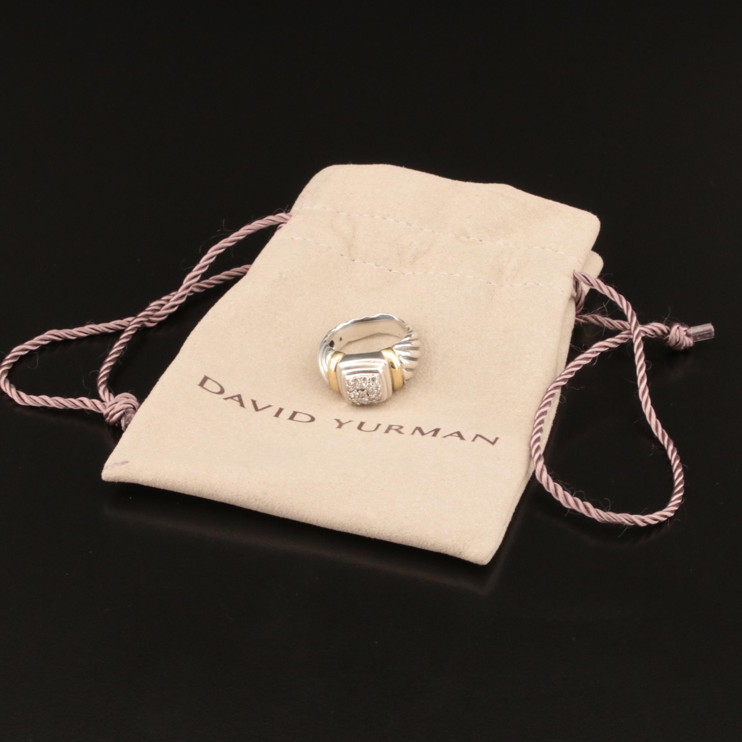 David Yurman "Noblesse" Sterling Diamond Ring