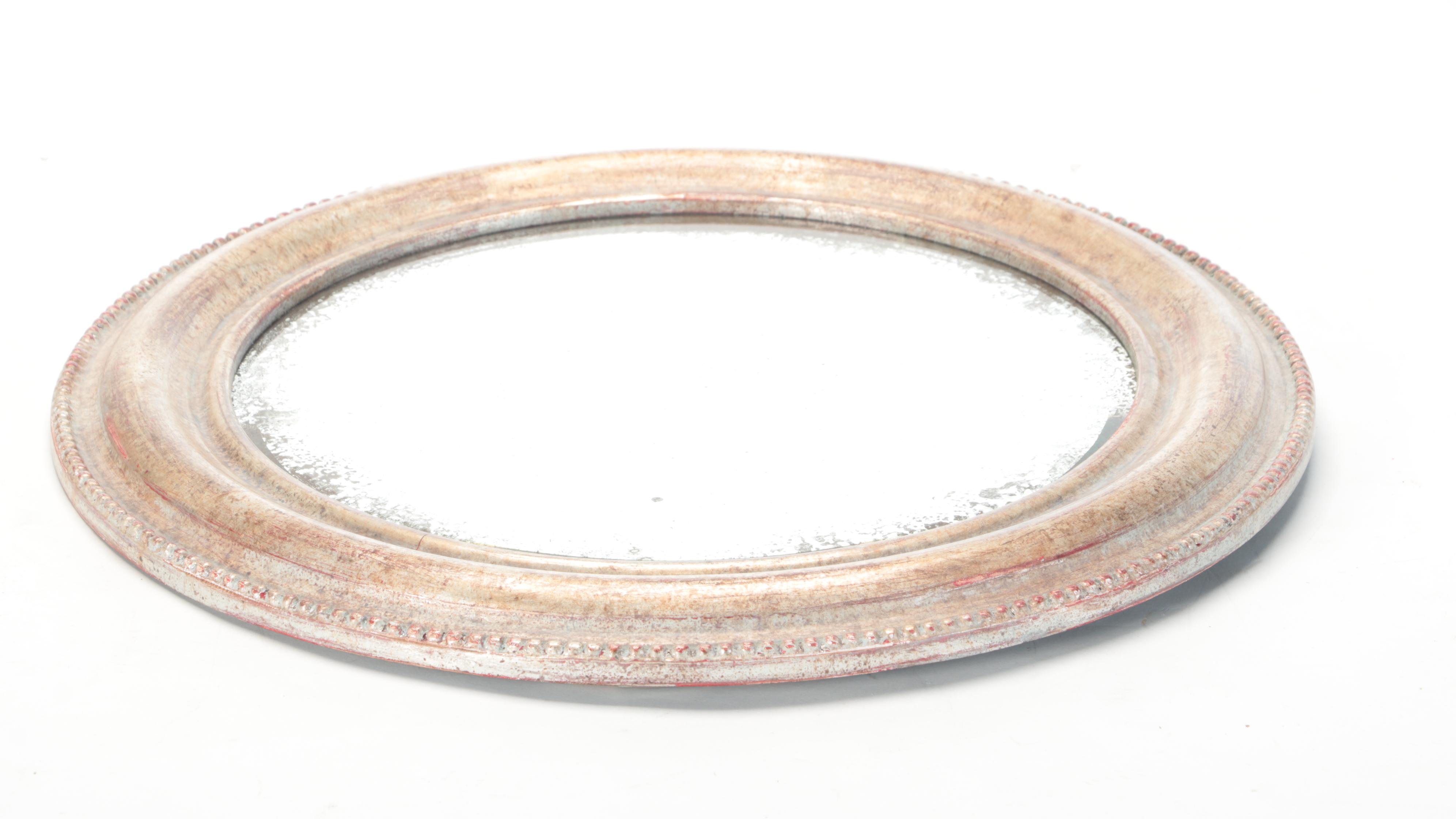 Pair of Bronzed Beaded Trim Bullseye With Other Round Mirrors