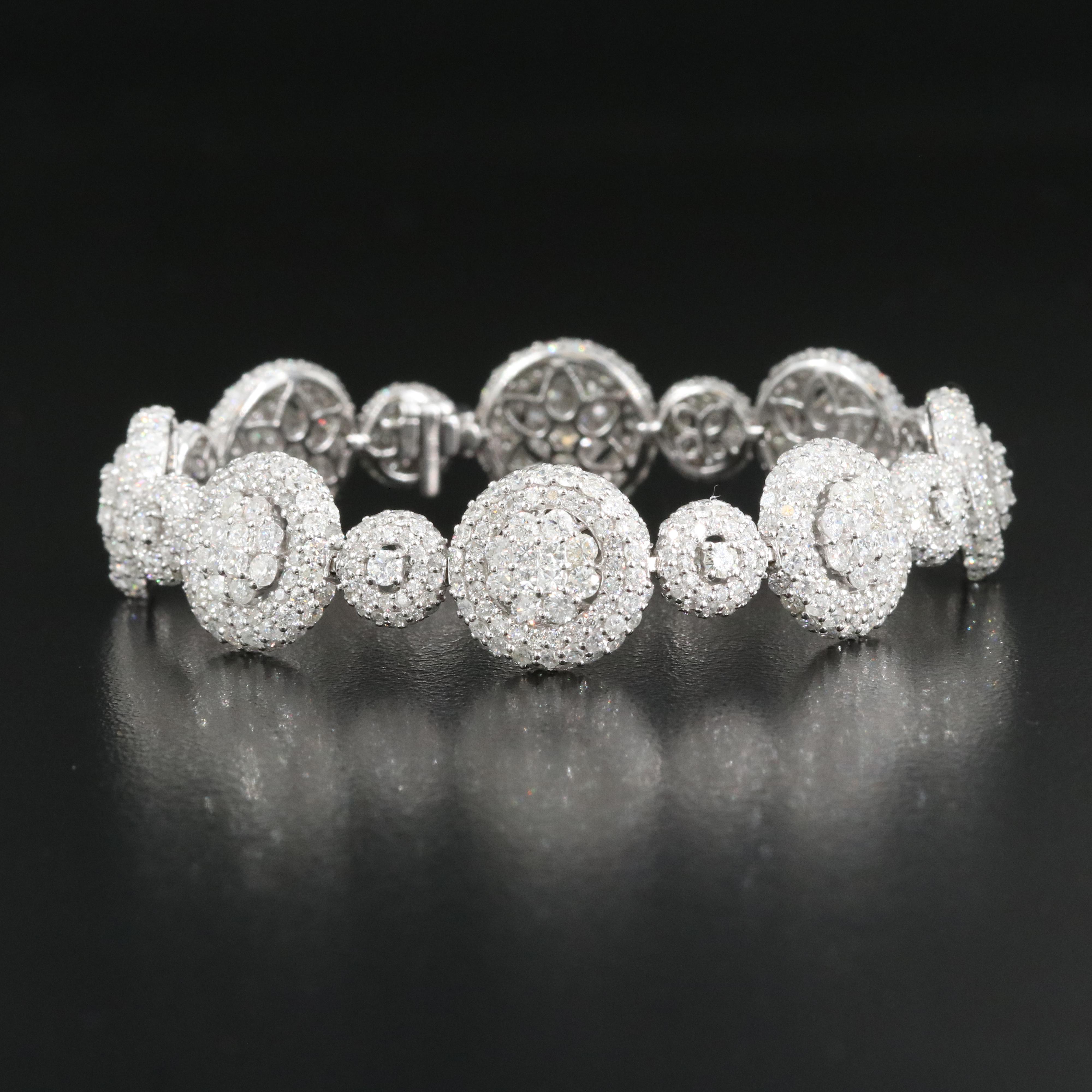 18K 16.86 CTW Pavé Diamond Circle Link Bracelet