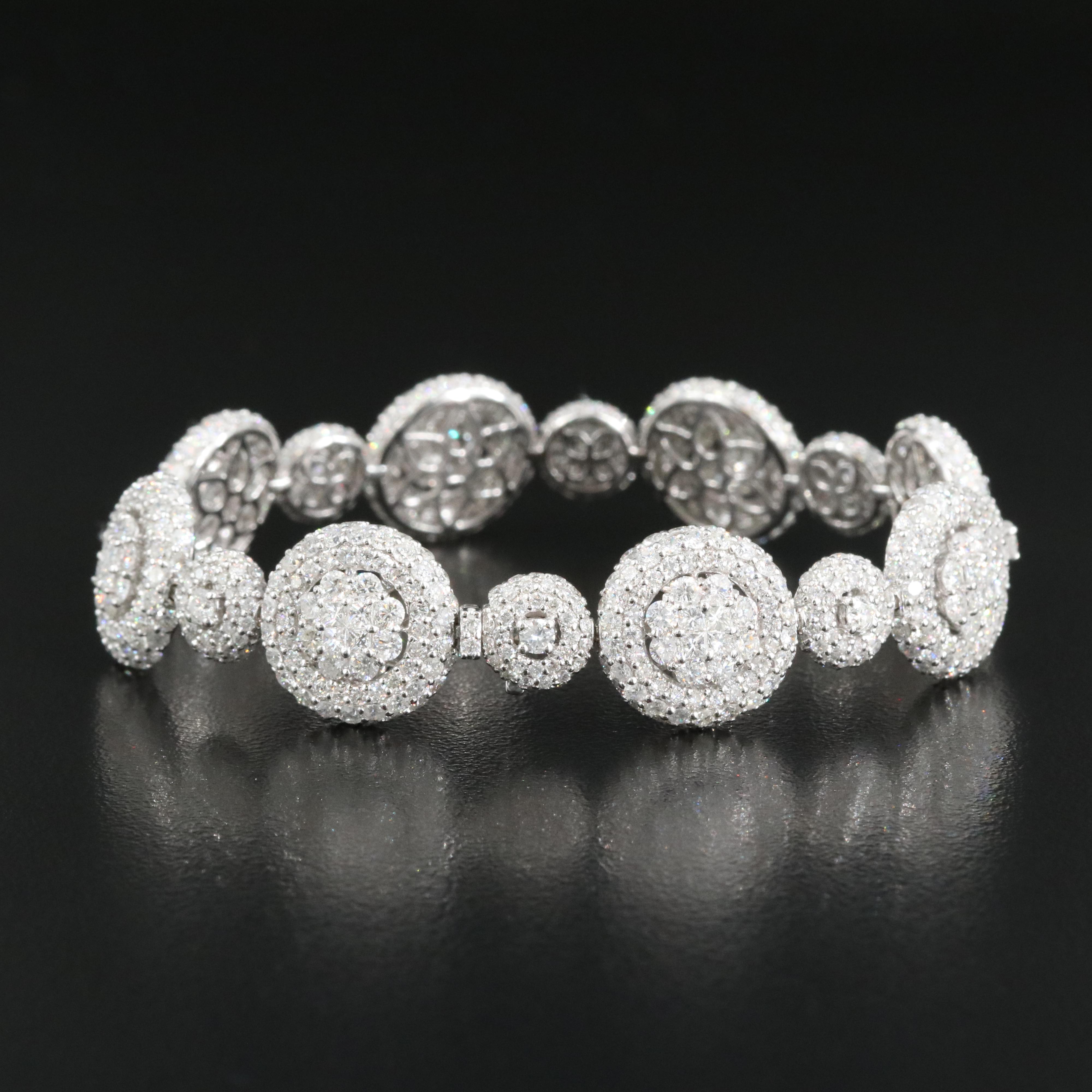 18K 16.86 CTW Pavé Diamond Circle Link Bracelet