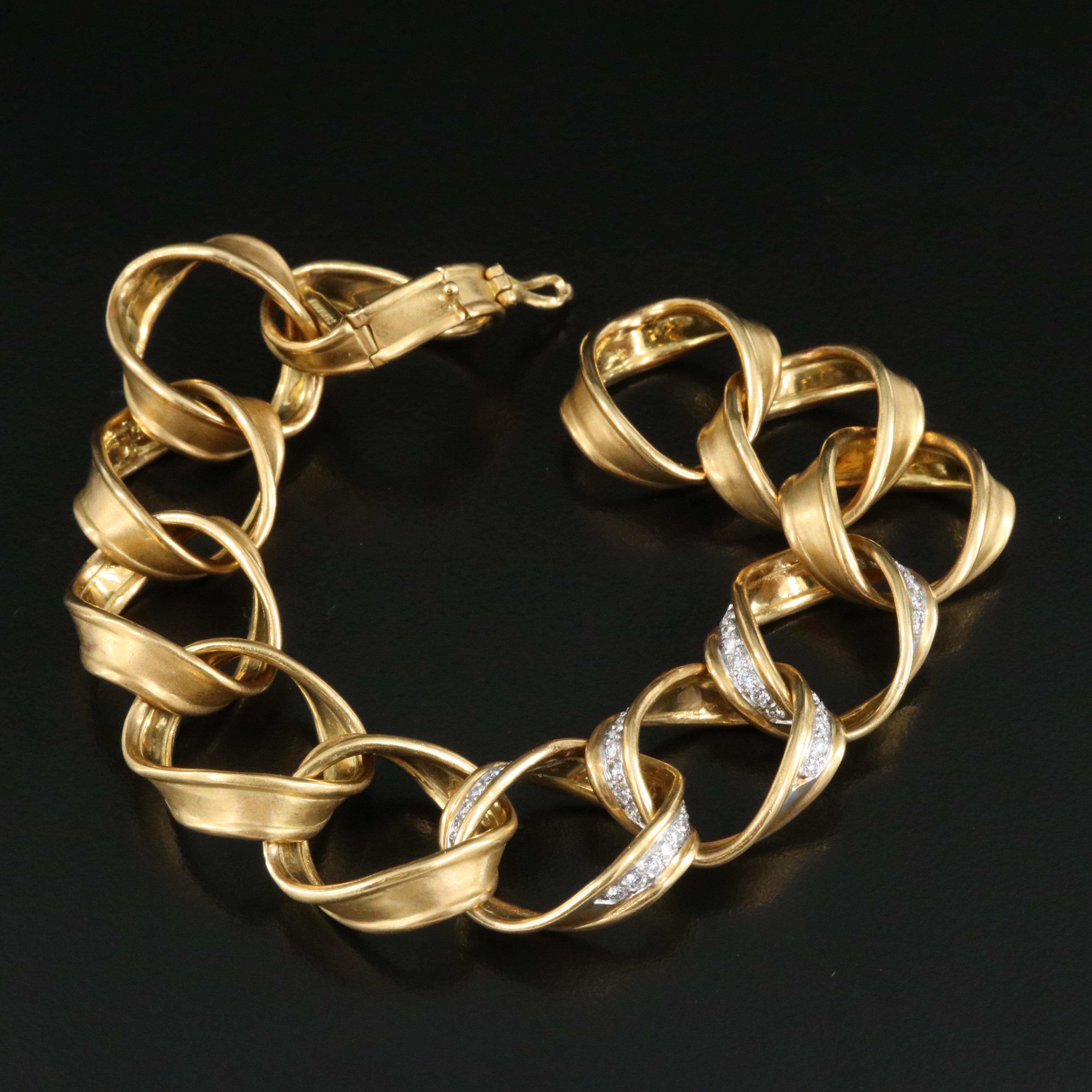 Angela Cummings for Tiffany & Co. 18K 0.72 CTW Diamond Sculpted Curb Bracelet