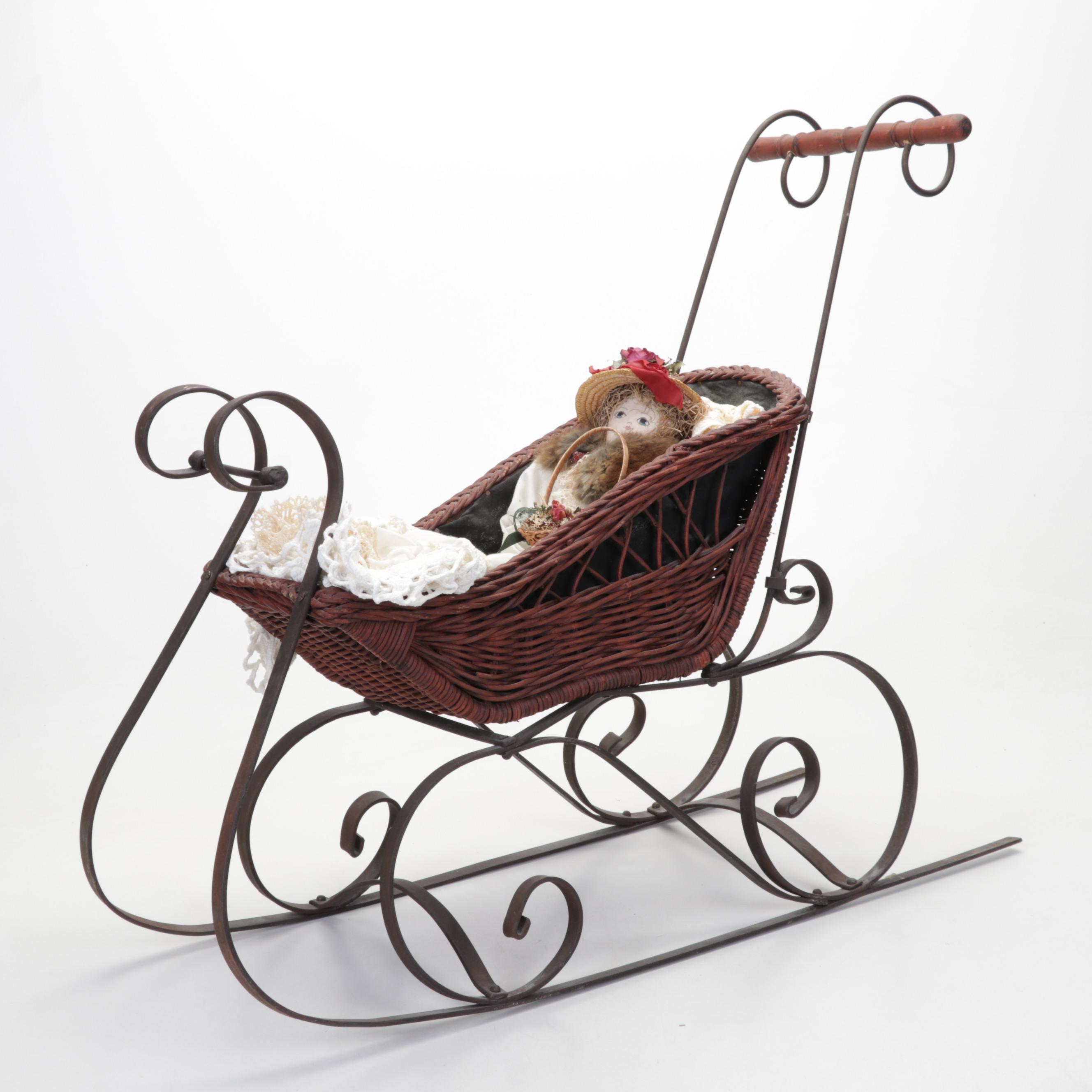 Baby Doll Sleigh, Iron Ice Tongs, Crocheted Textiles and Miniature Tricycles