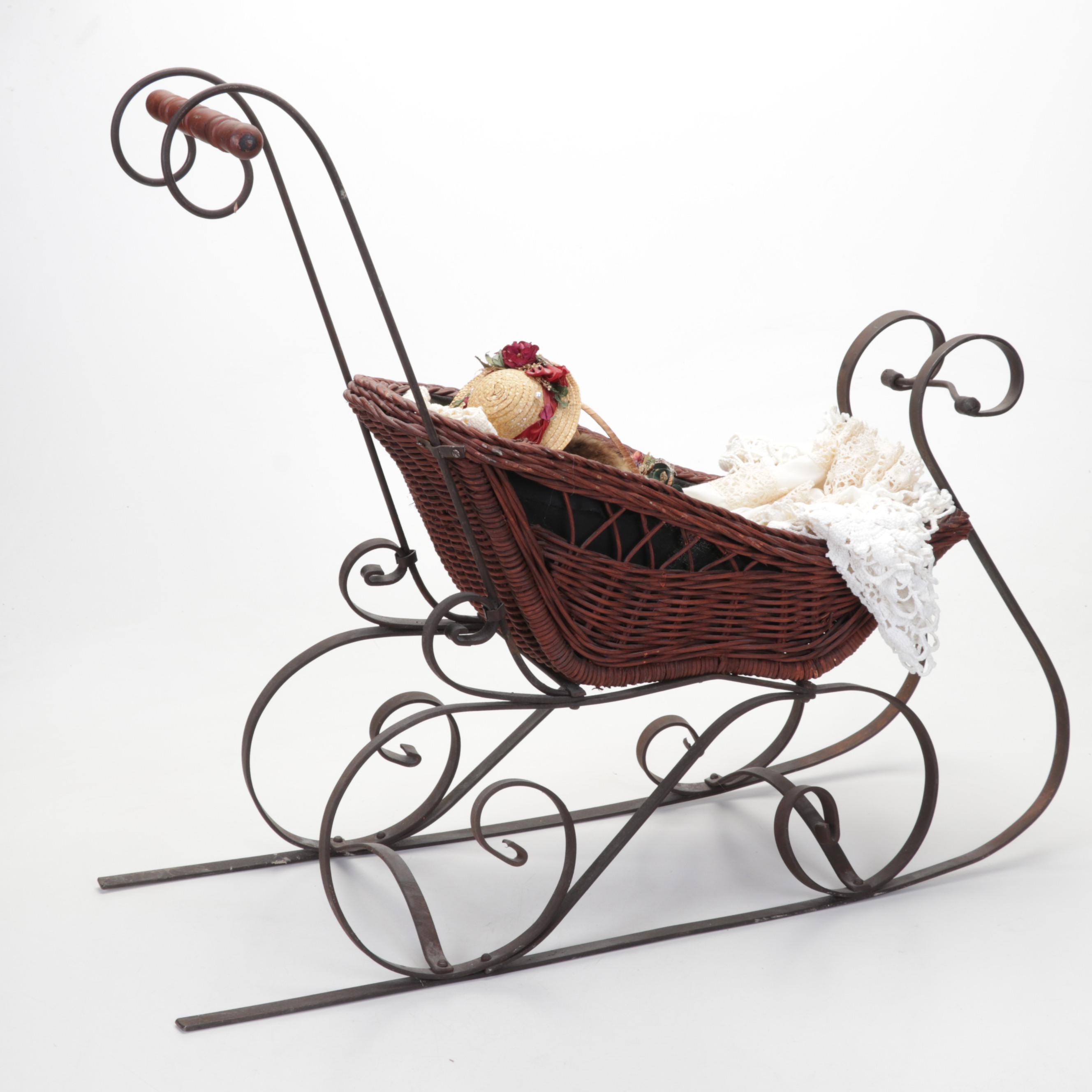 Baby Doll Sleigh, Iron Ice Tongs, Crocheted Textiles and Miniature Tricycles