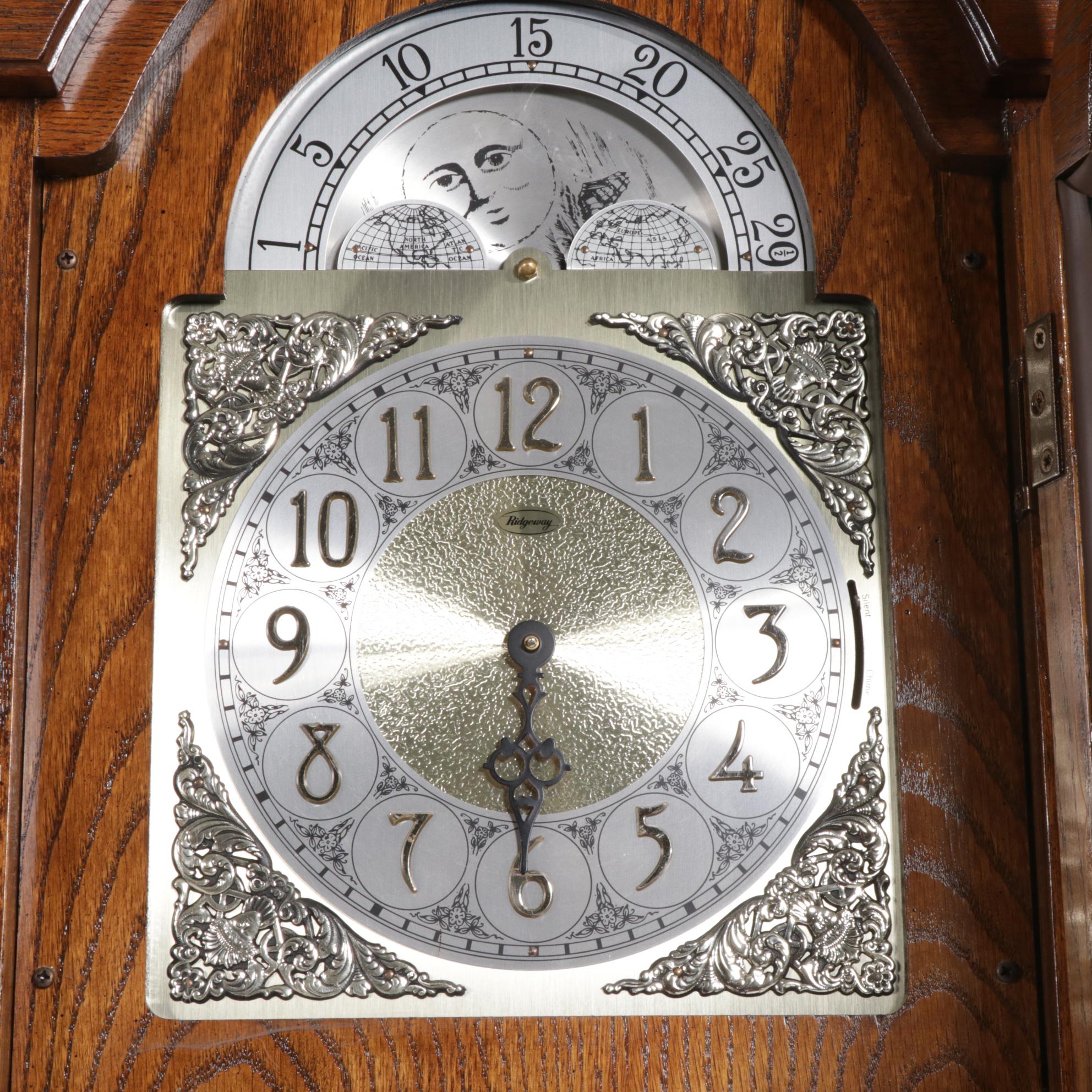 Ridgeway Oak Grandfather Clock, Late 20th Century