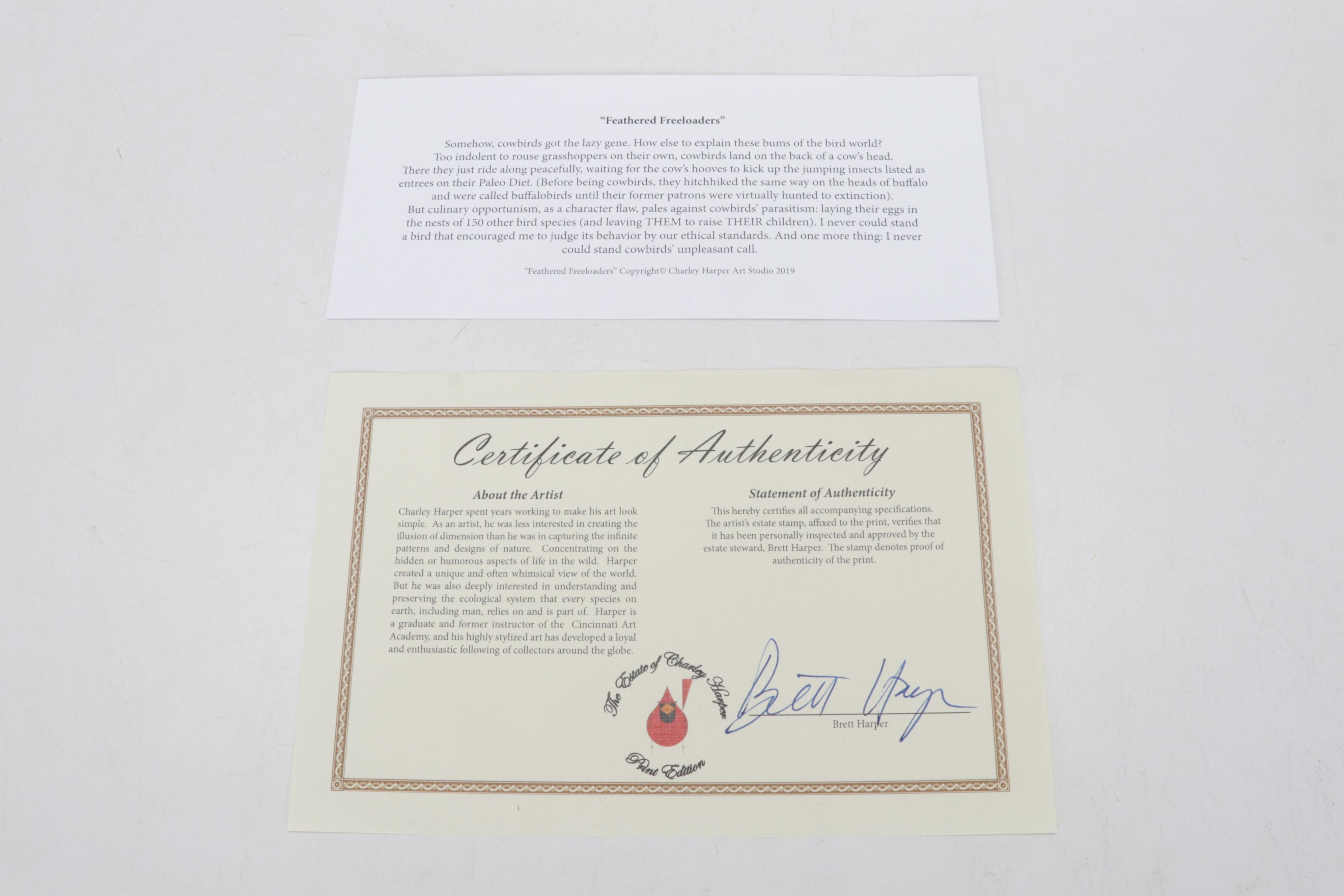 Giclée After Charley Harper "Feathered Freeloader," 2019