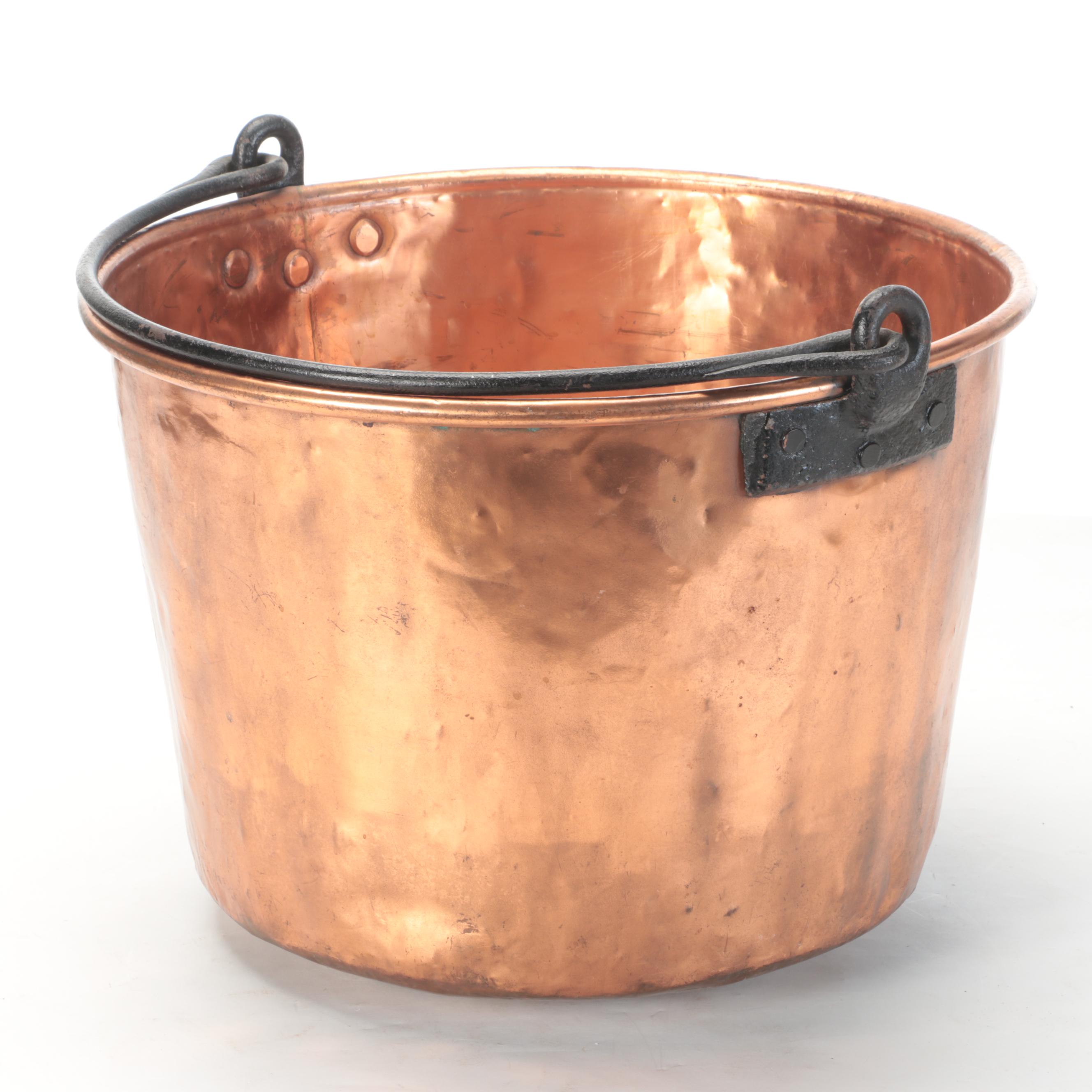Copper Apple Butter Kettle with Wrought Iron Bail