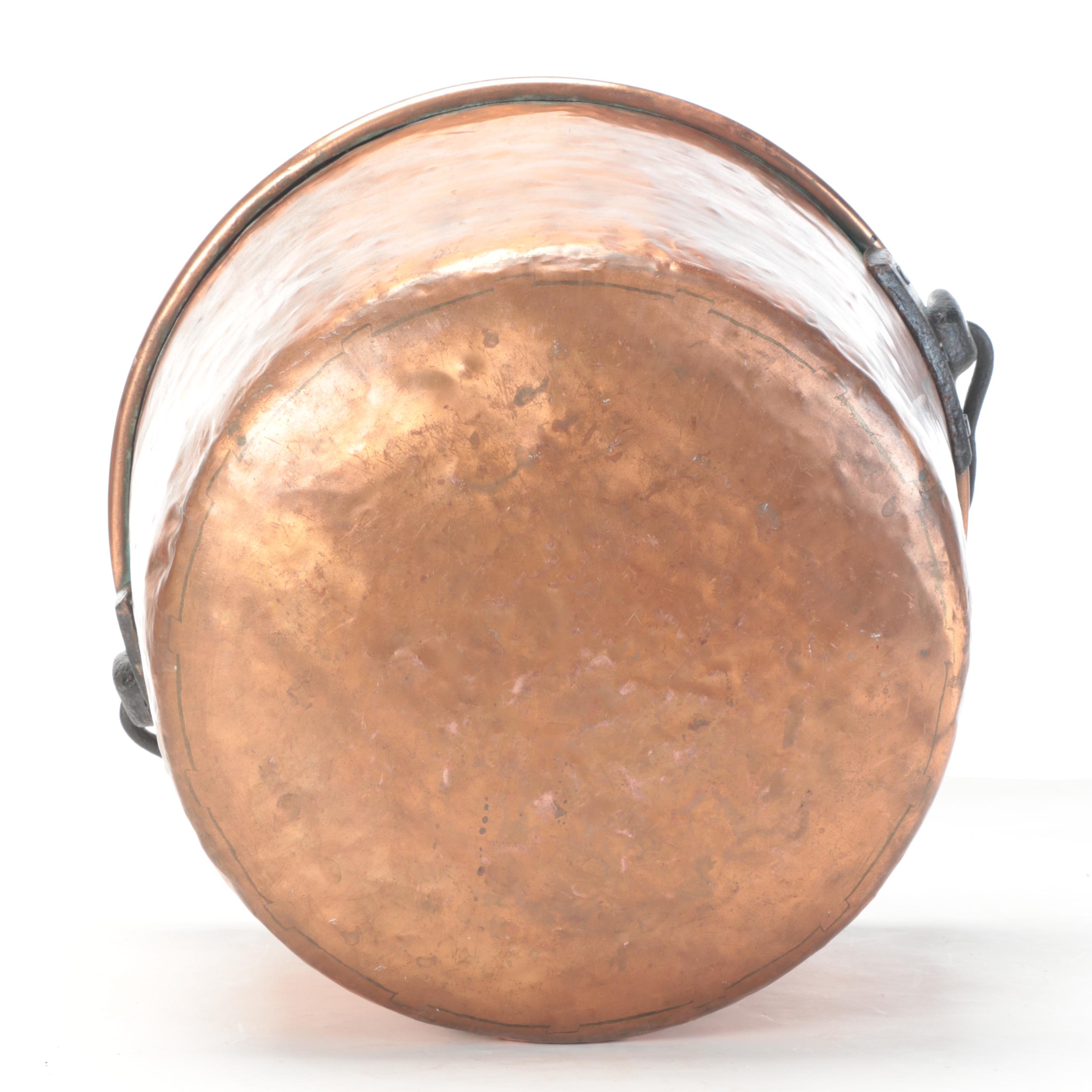 Copper Apple Butter Kettle with Wrought Iron Bail