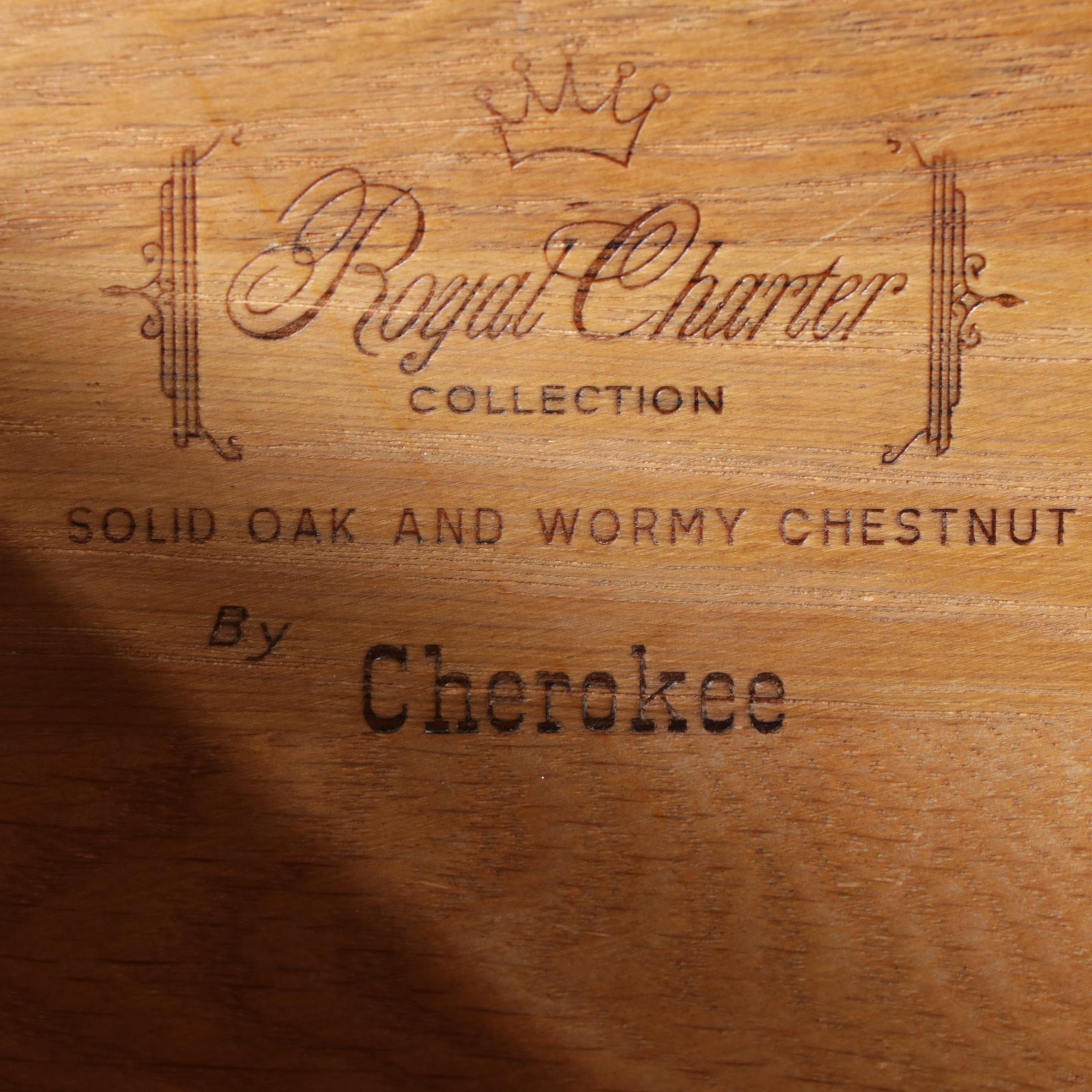 Cherokee "Royal Charter" Chestnut and Oak Sideboard and Hutch, Late 20th Century