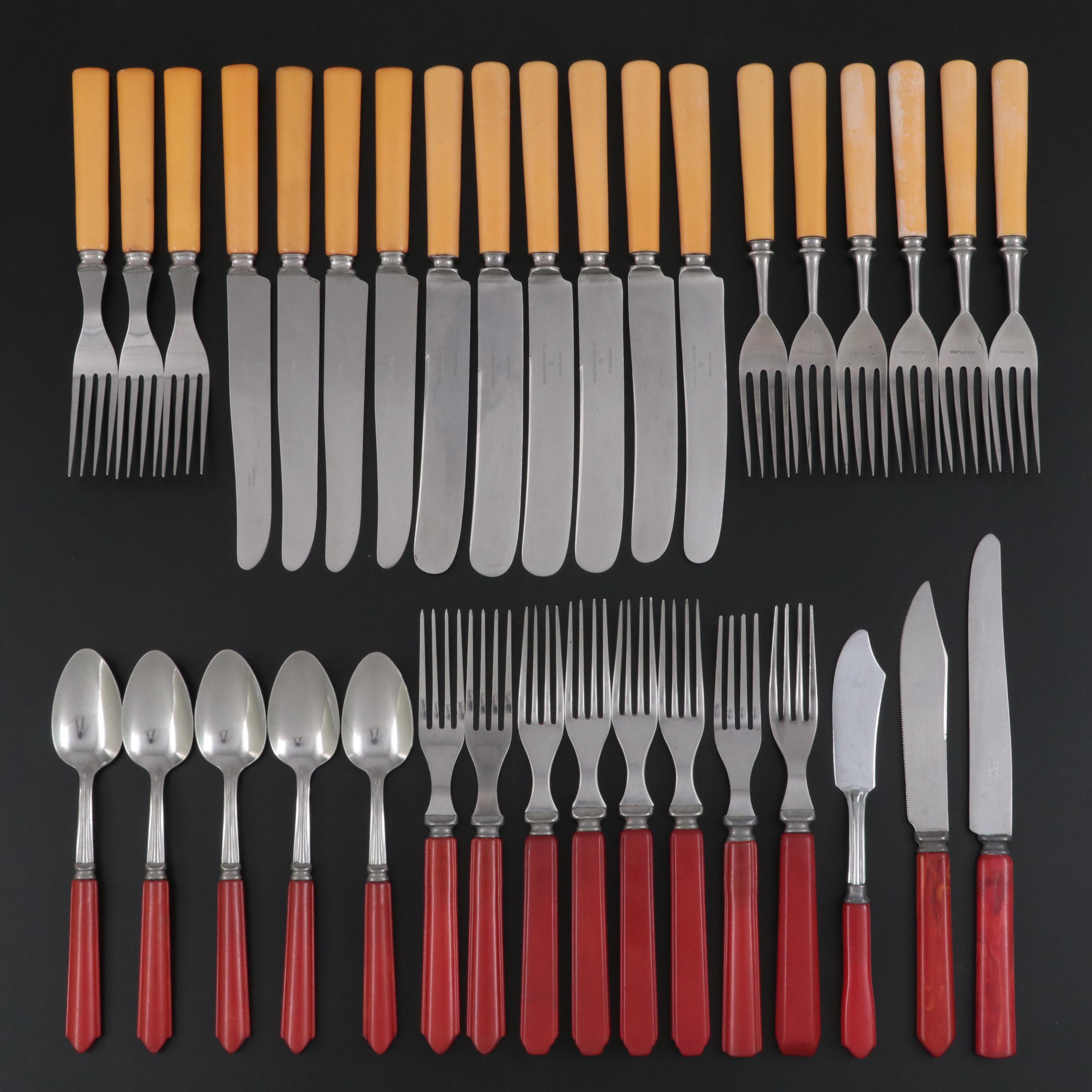 American Bakelite and Celluloid Handled Flatware Collection