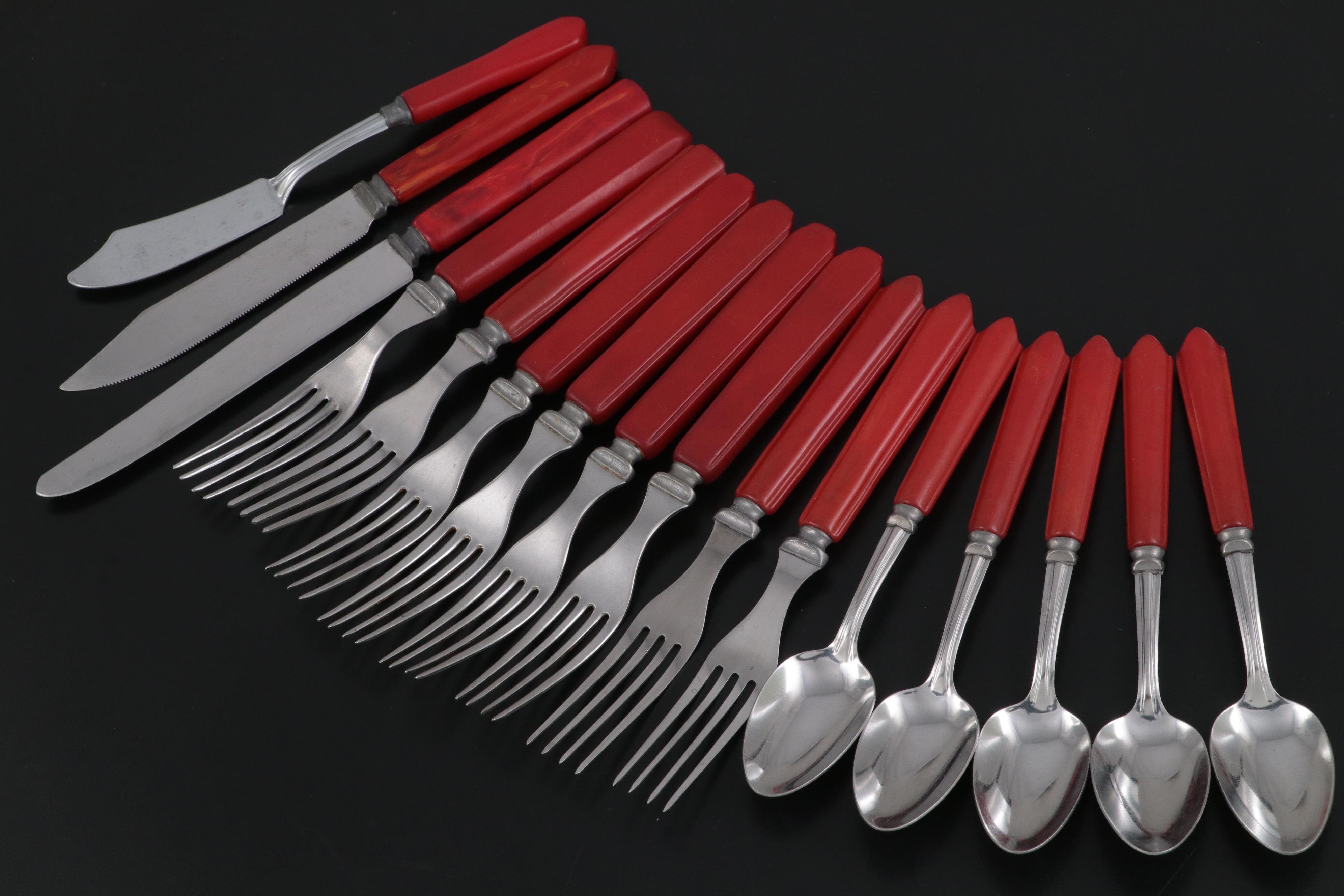 American Bakelite and Celluloid Handled Flatware Collection