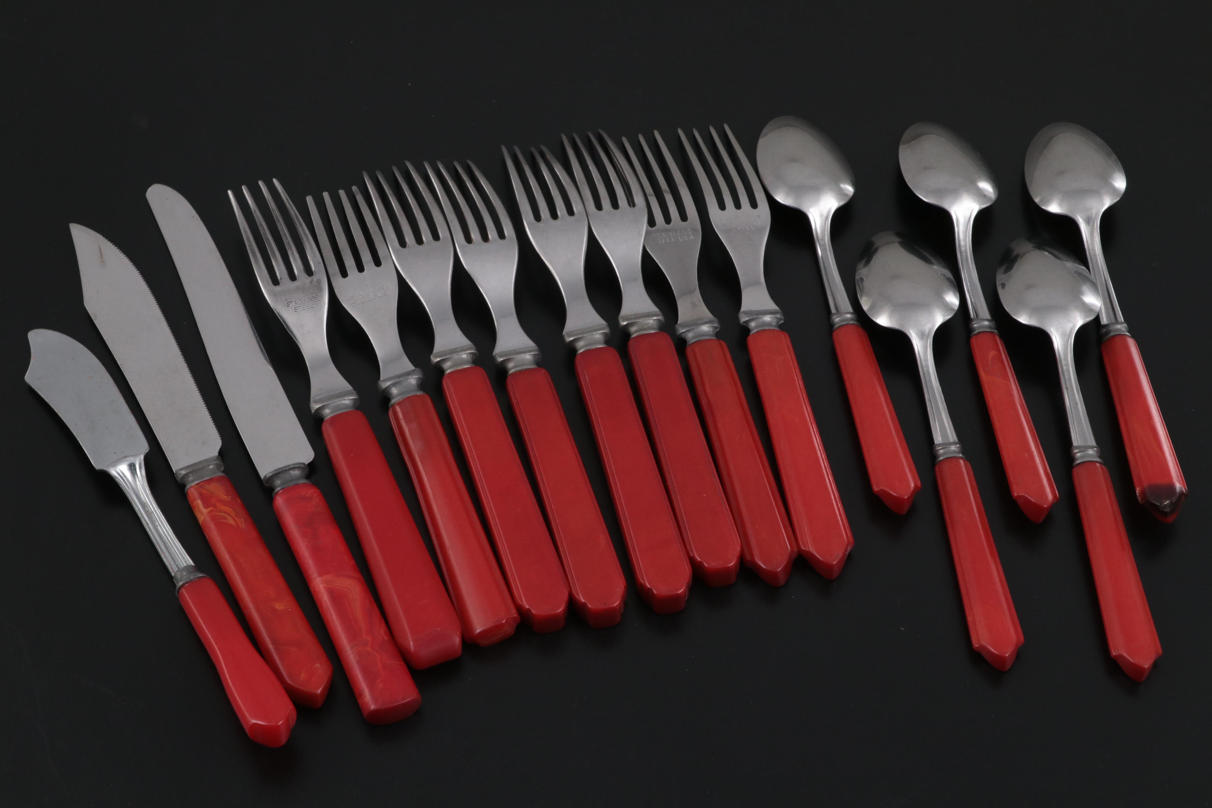 American Bakelite and Celluloid Handled Flatware Collection