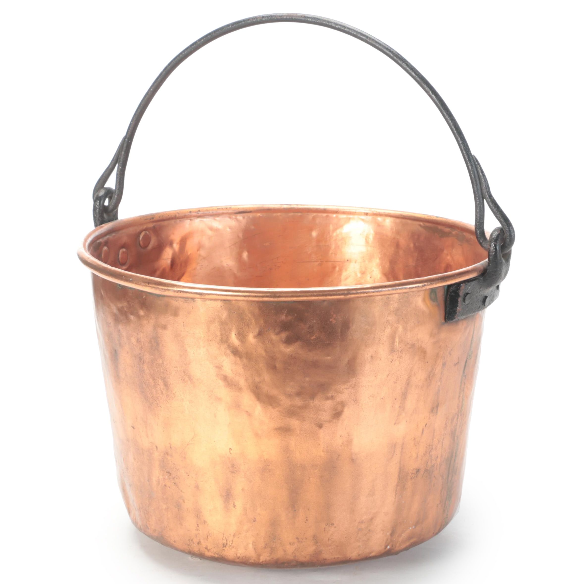 Copper Apple Butter Kettle with Wrought Iron Bail