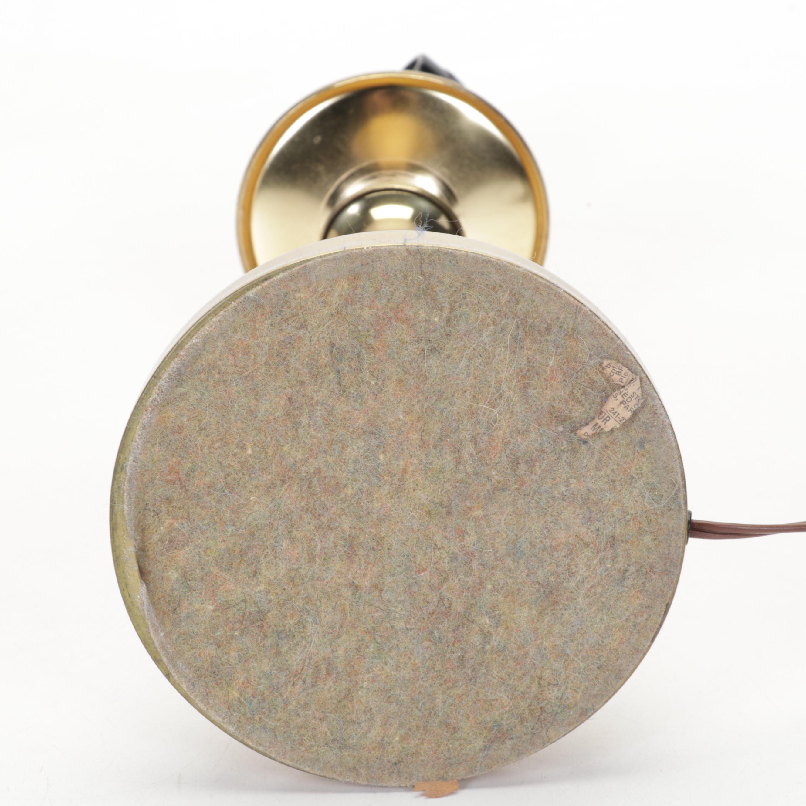 Brass Table Lamp with Capiz Shell Shade, Mid-20th Century