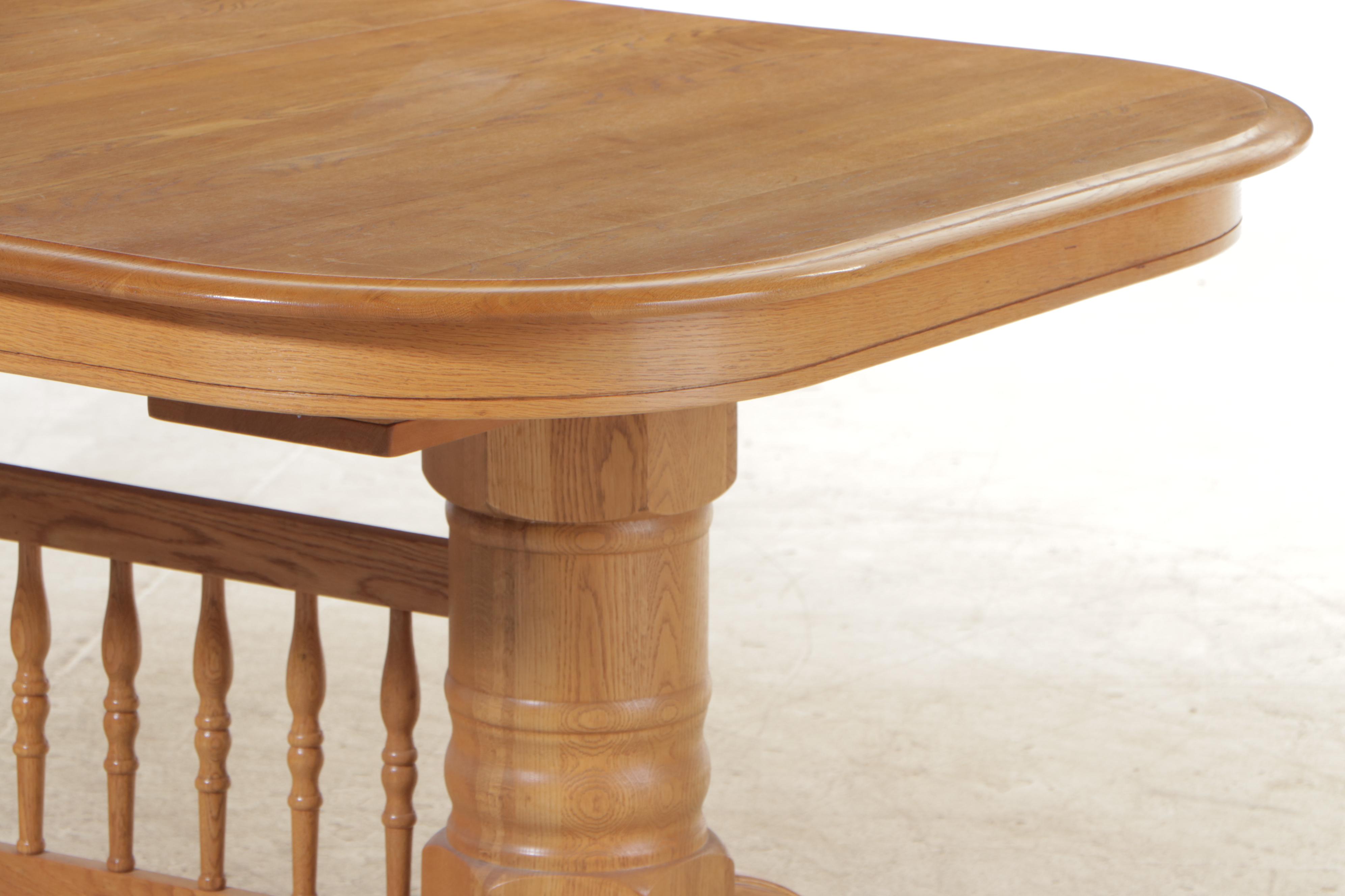 Seven-Piece Colonial Style Oak Dining Set