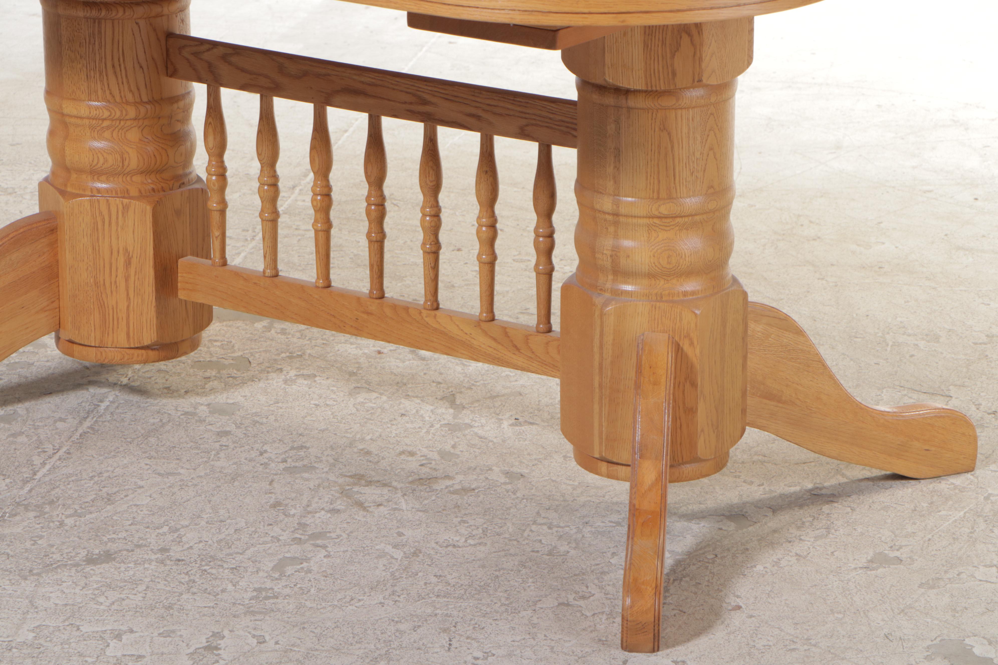 Seven-Piece Colonial Style Oak Dining Set