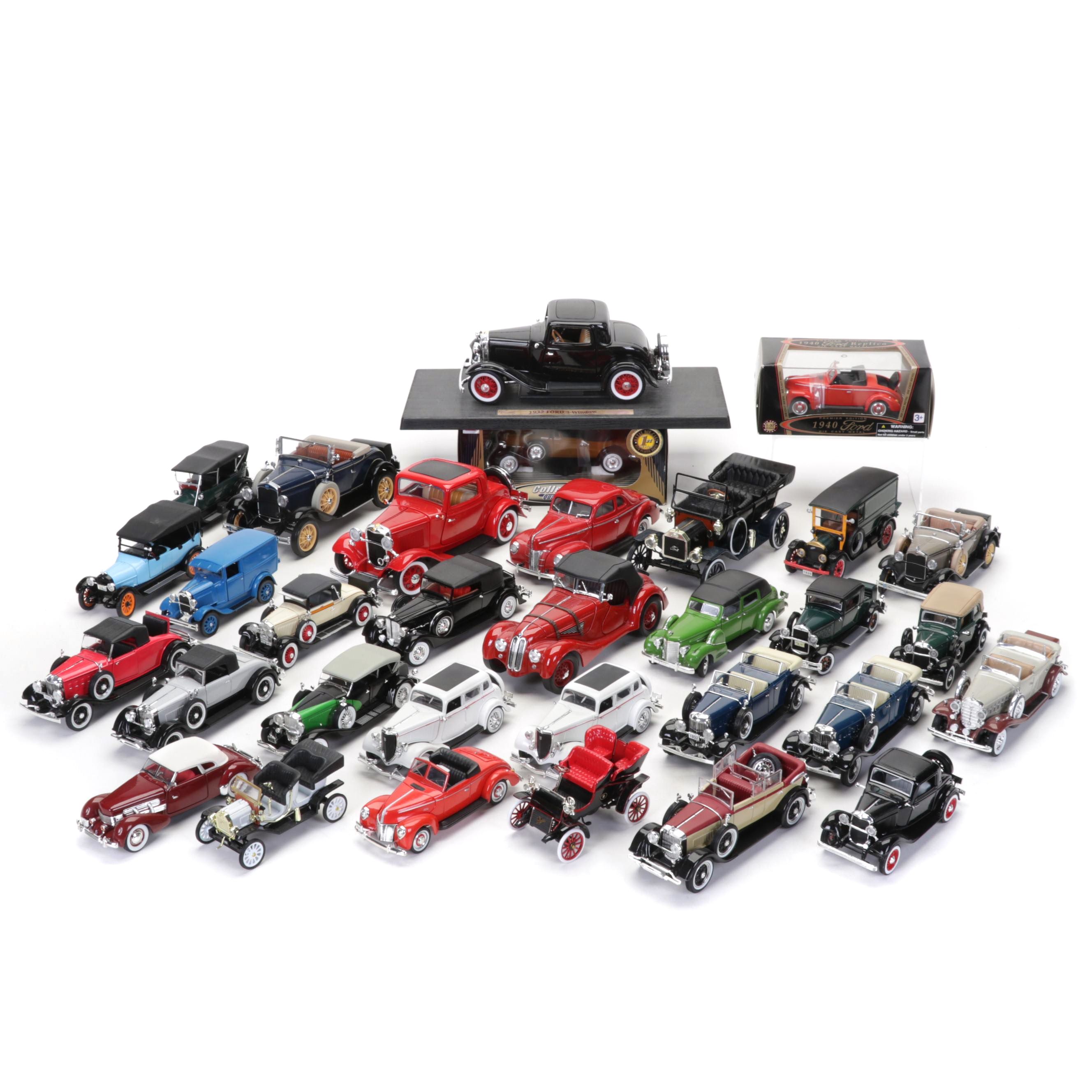 32 Diecast Metal and Plastic Vintage Car Models