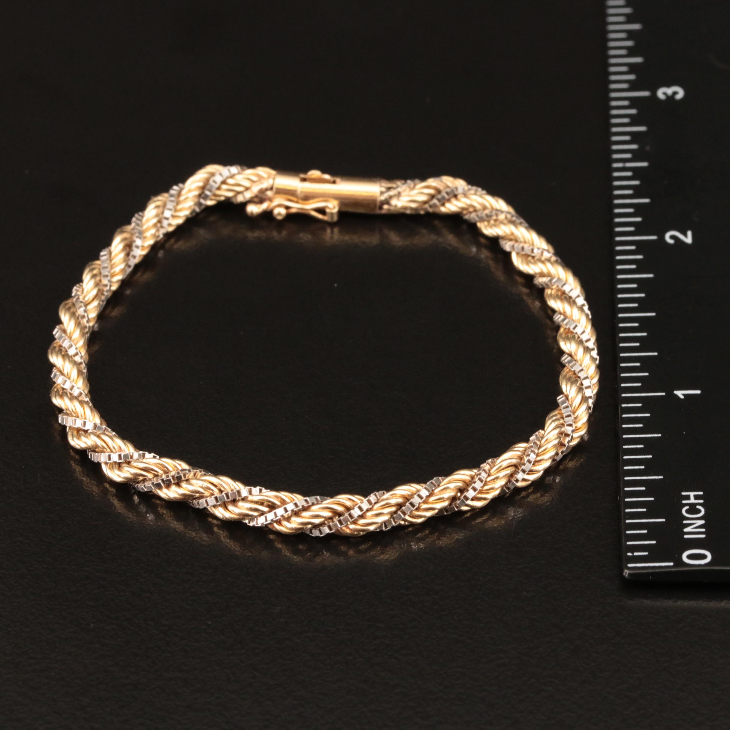 14K Rope Chain Necklace and Bracelet