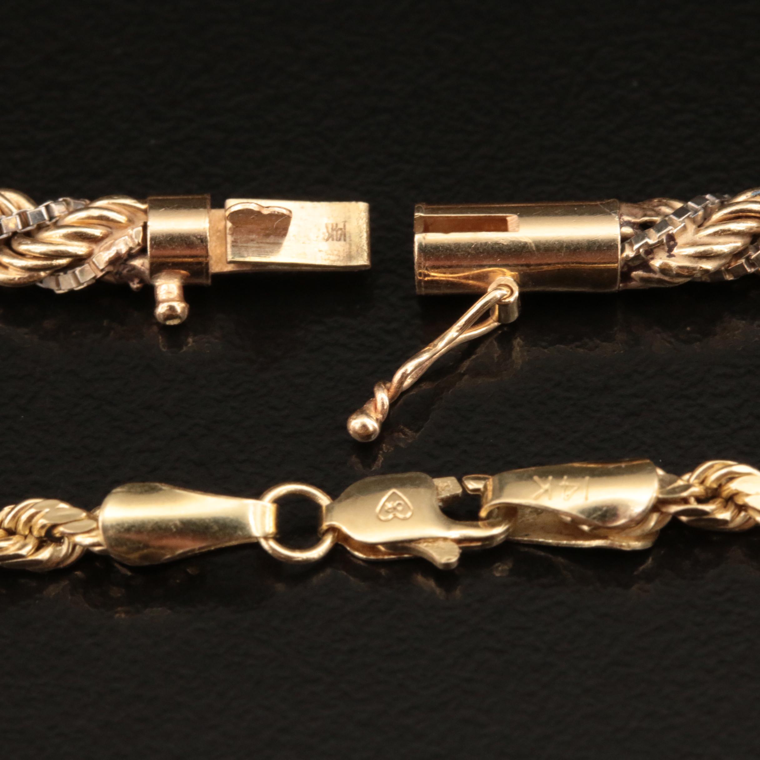 14K Rope Chain Necklace and Bracelet