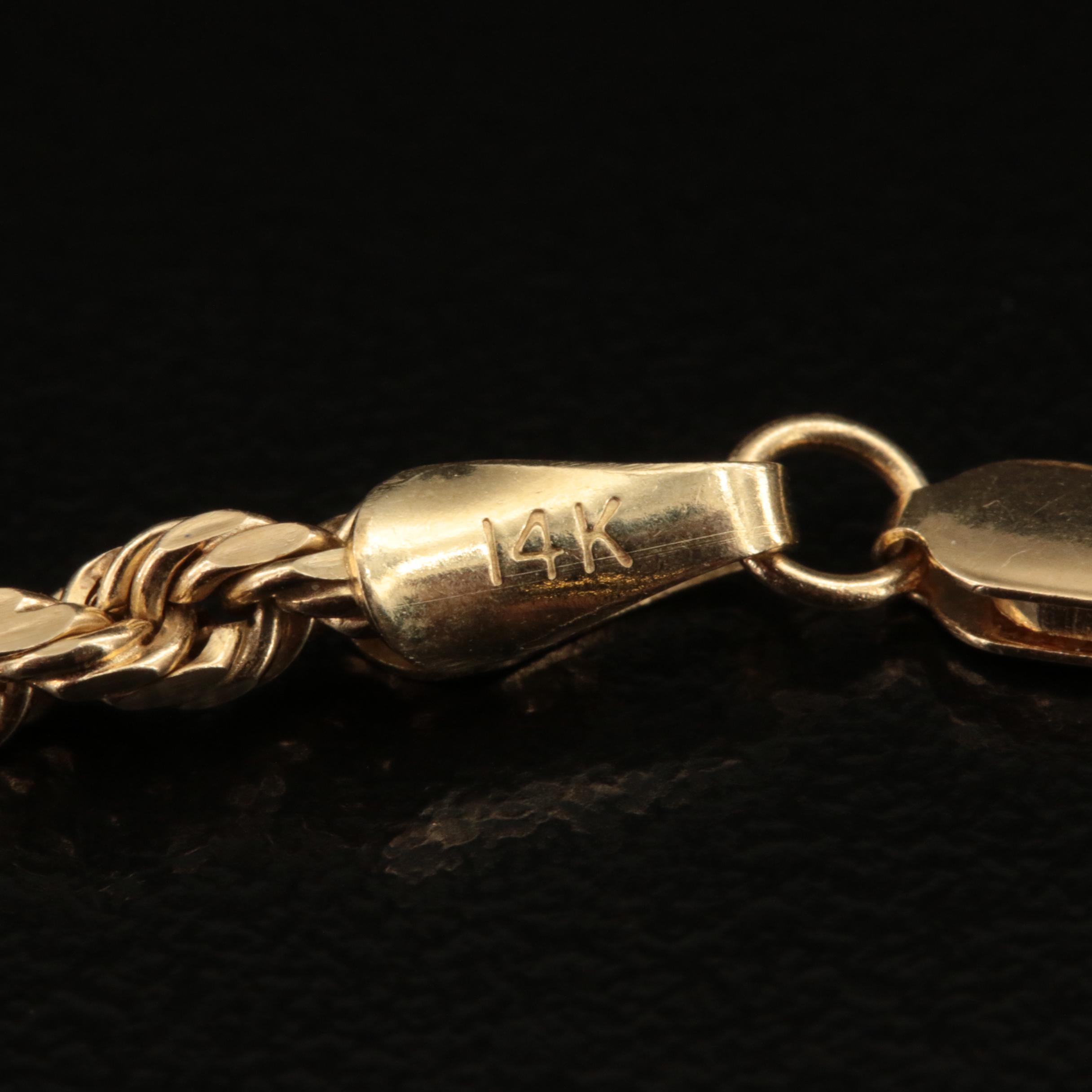 14K Rope Chain Necklace and Bracelet