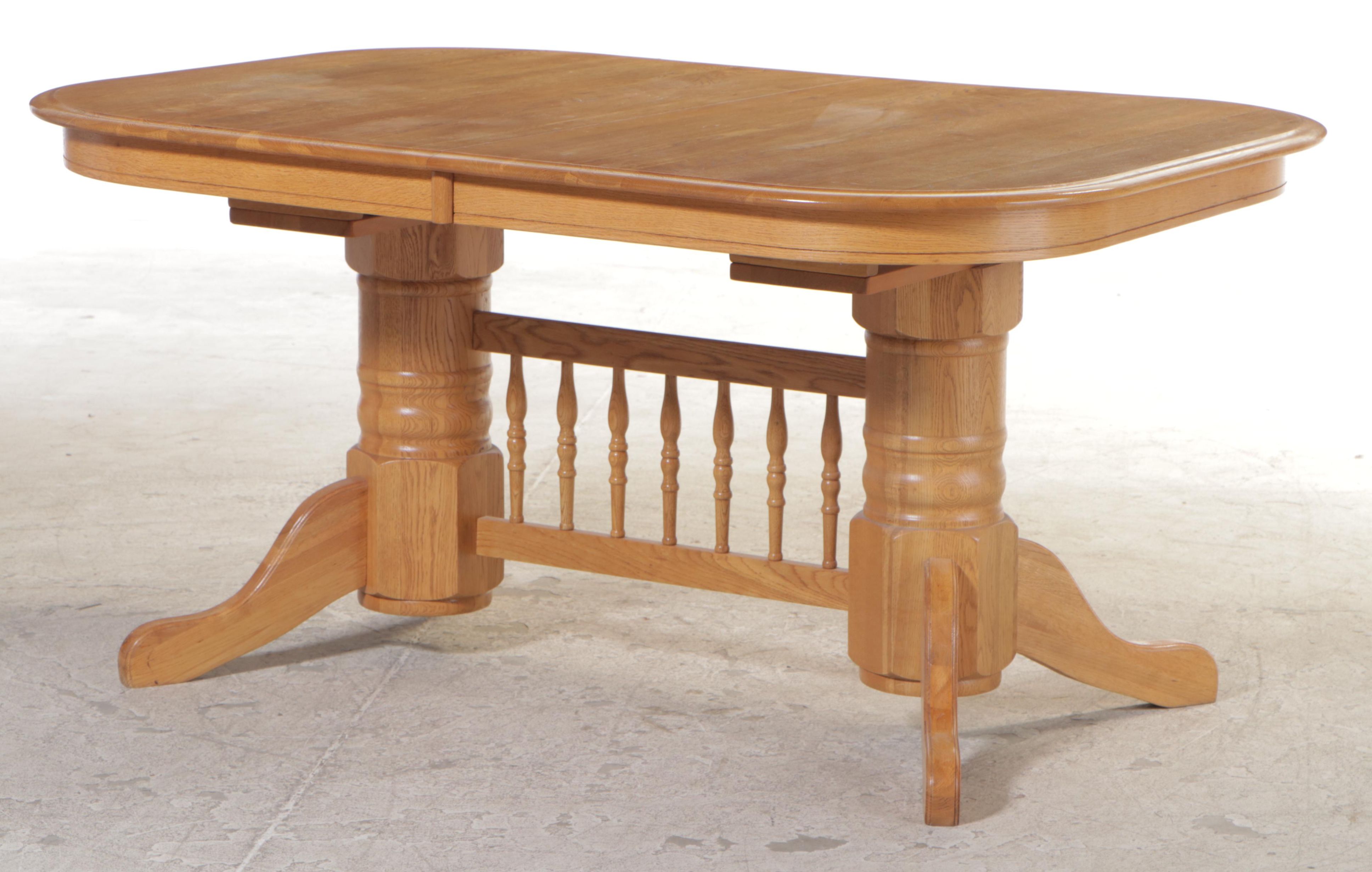 Seven-Piece Colonial Style Oak Dining Set