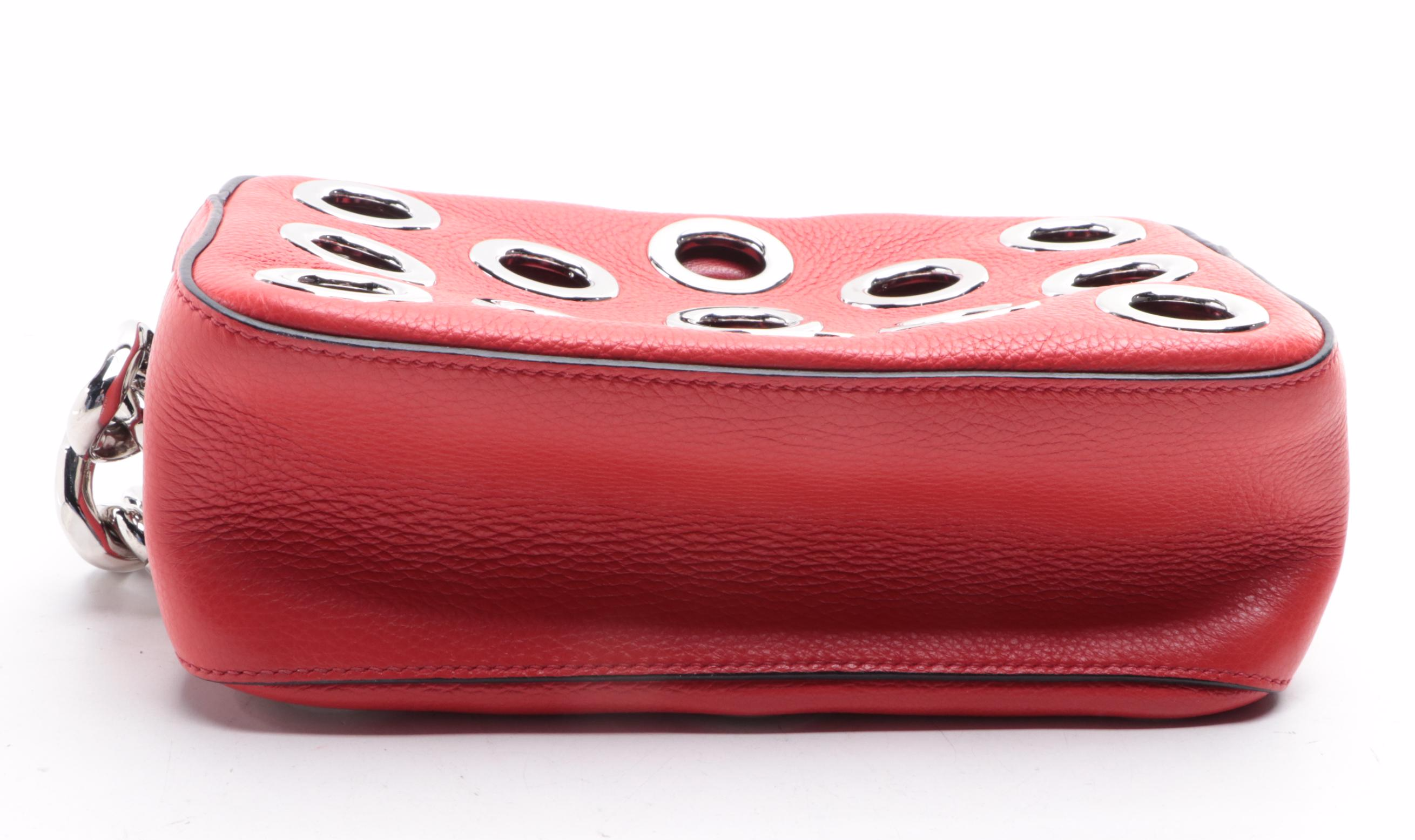 Prada Grommet Shoulder Bag with Chain Strap in Leather