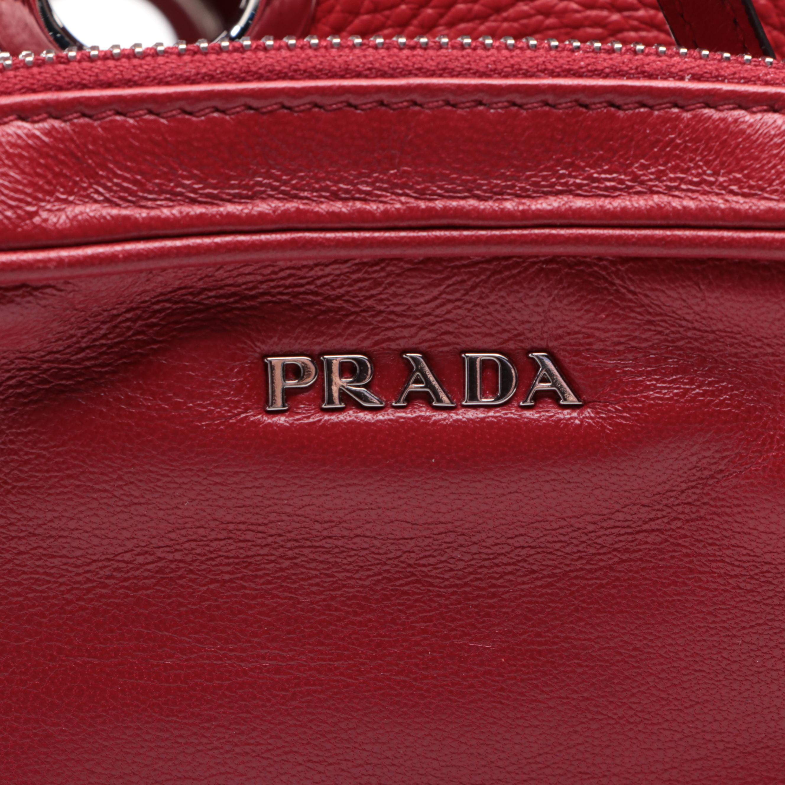 Prada Grommet Shoulder Bag with Chain Strap in Leather