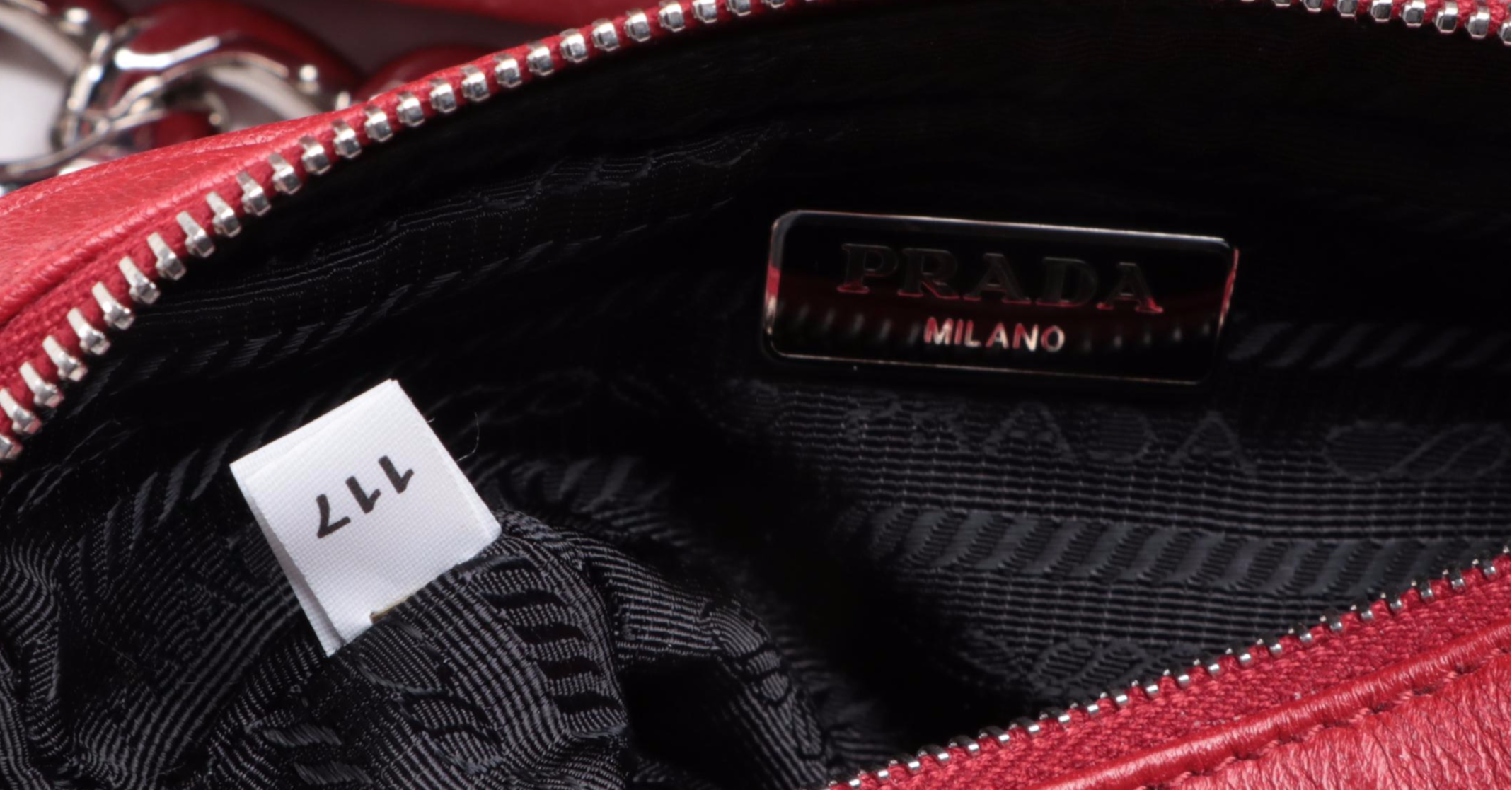 Prada Grommet Shoulder Bag with Chain Strap in Leather