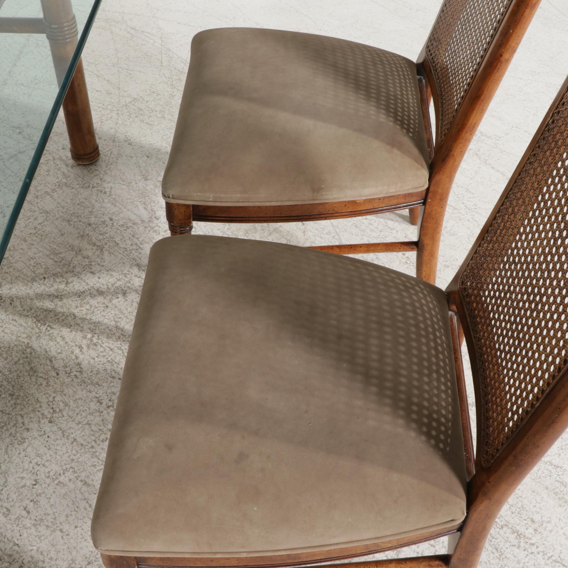 Stanley Furniture Faux Rattan and Glass Top Seven-Piece Dining Set, 1970s