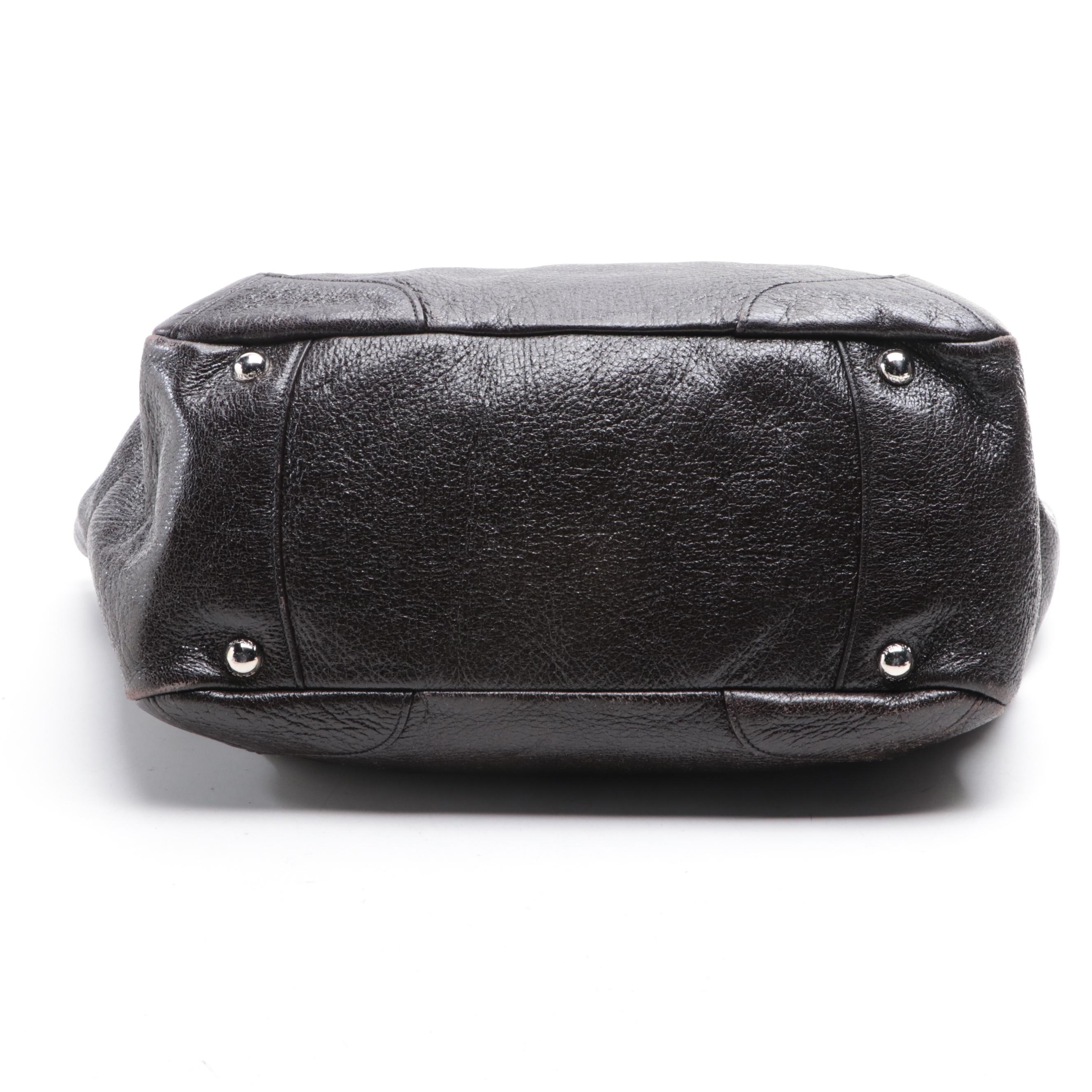 Prada Lux Chain Hobo Bag in Patent and Grain Finish Leather