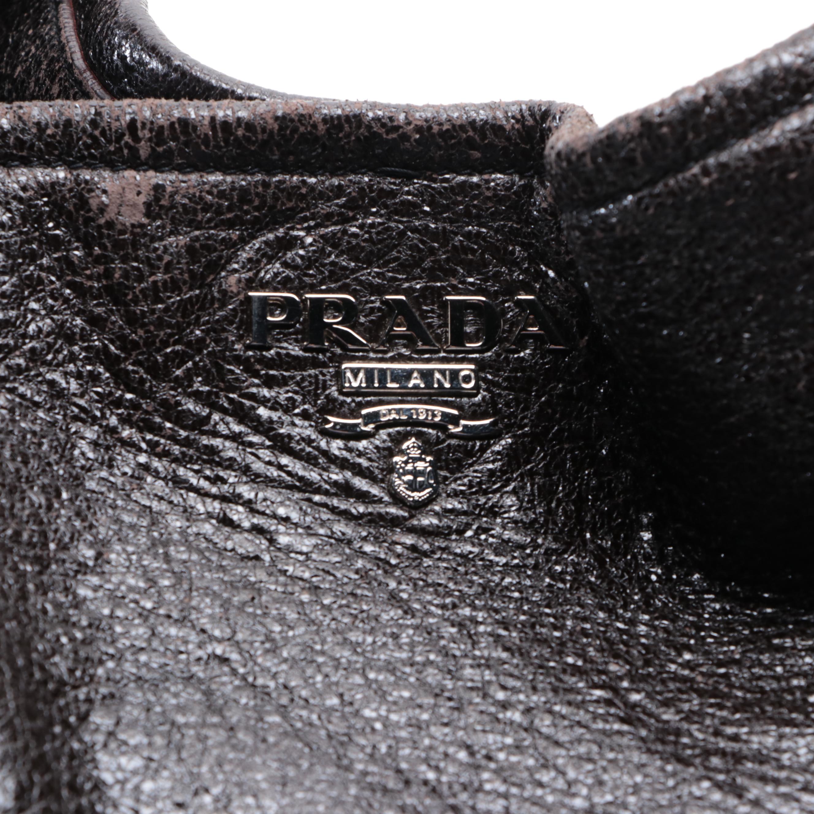 Prada Lux Chain Hobo Bag in Patent and Grain Finish Leather