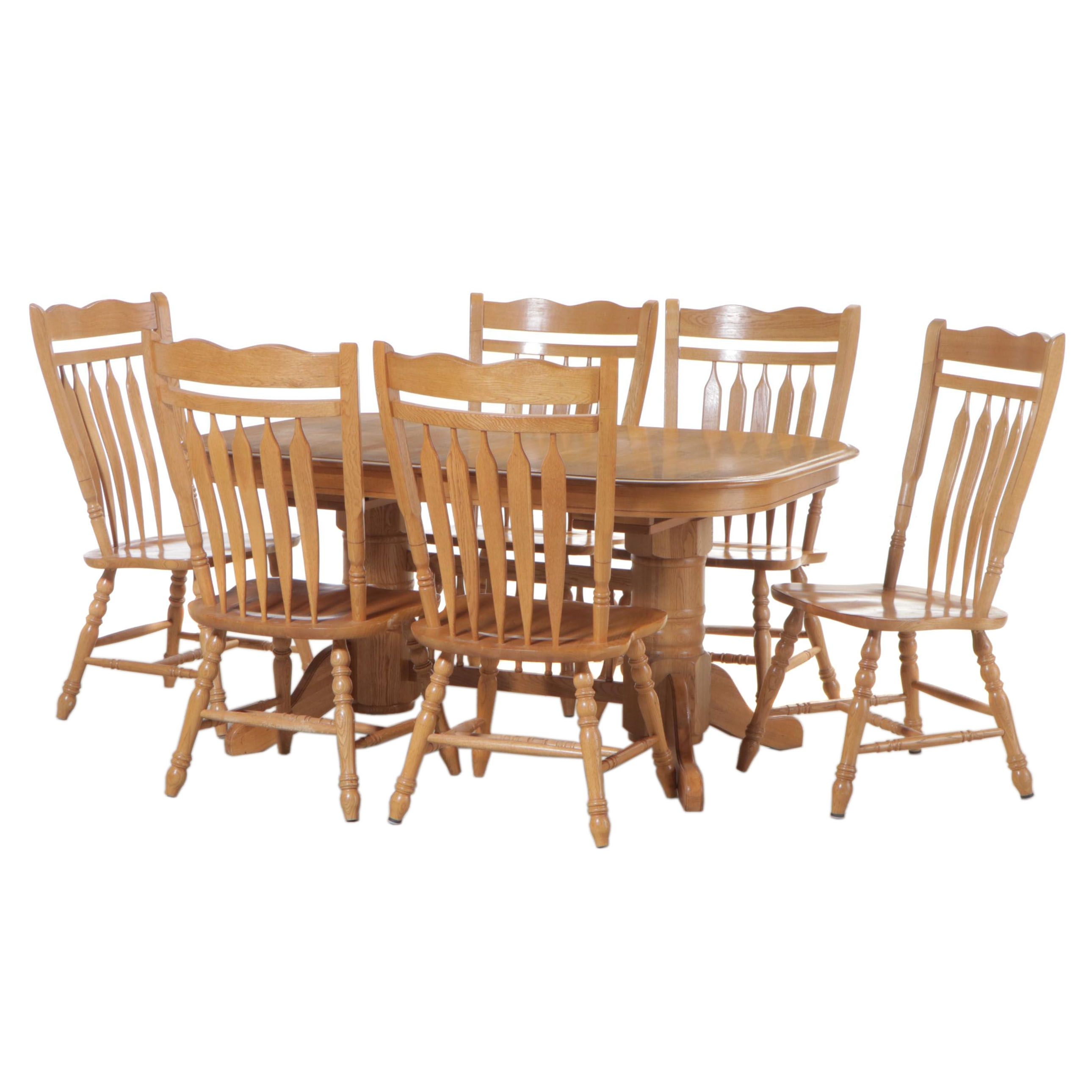 Seven-Piece Colonial Style Oak Dining Set
