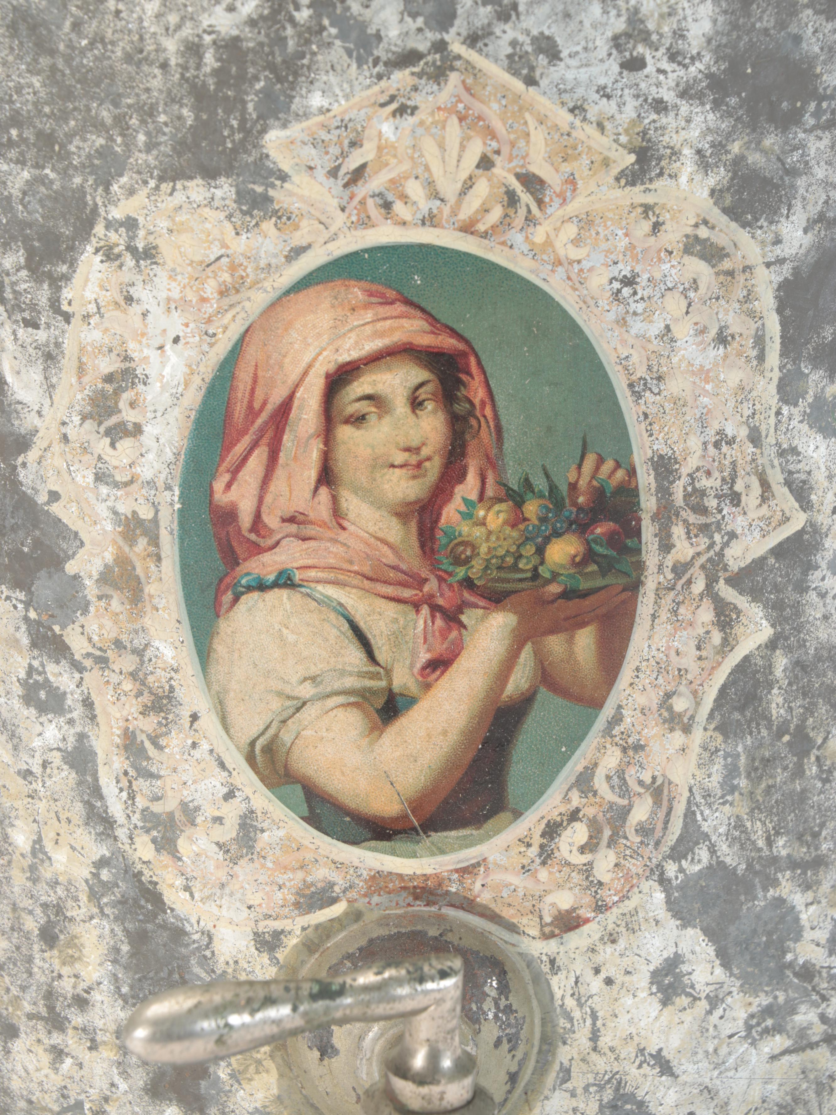 Victorian Tole Water Cooler with Transfer Decoration, Late 19th Century