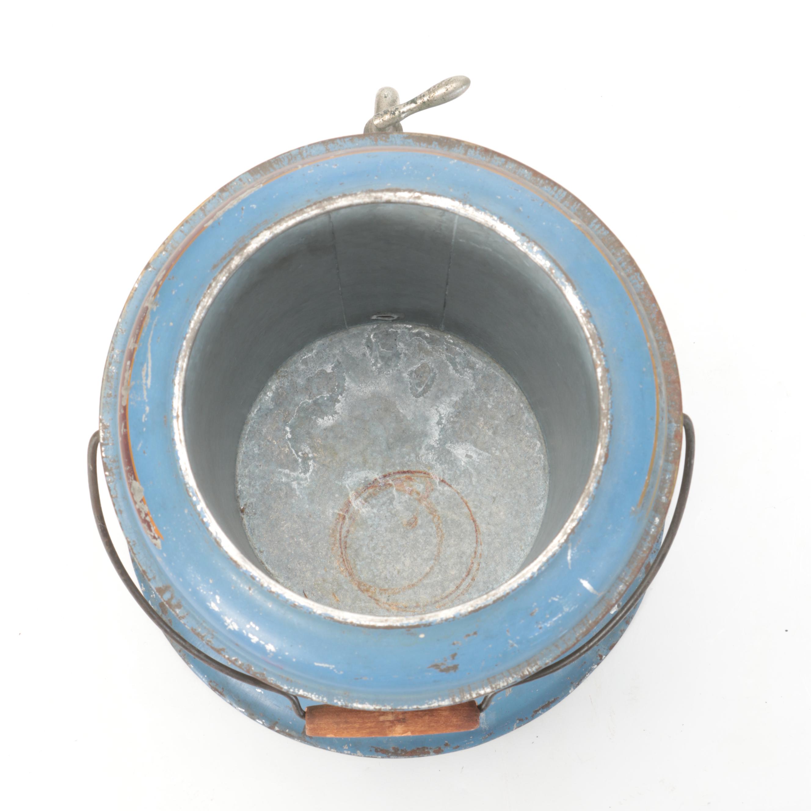 Victorian Tole Water Cooler with Transfer Decoration, Late 19th Century