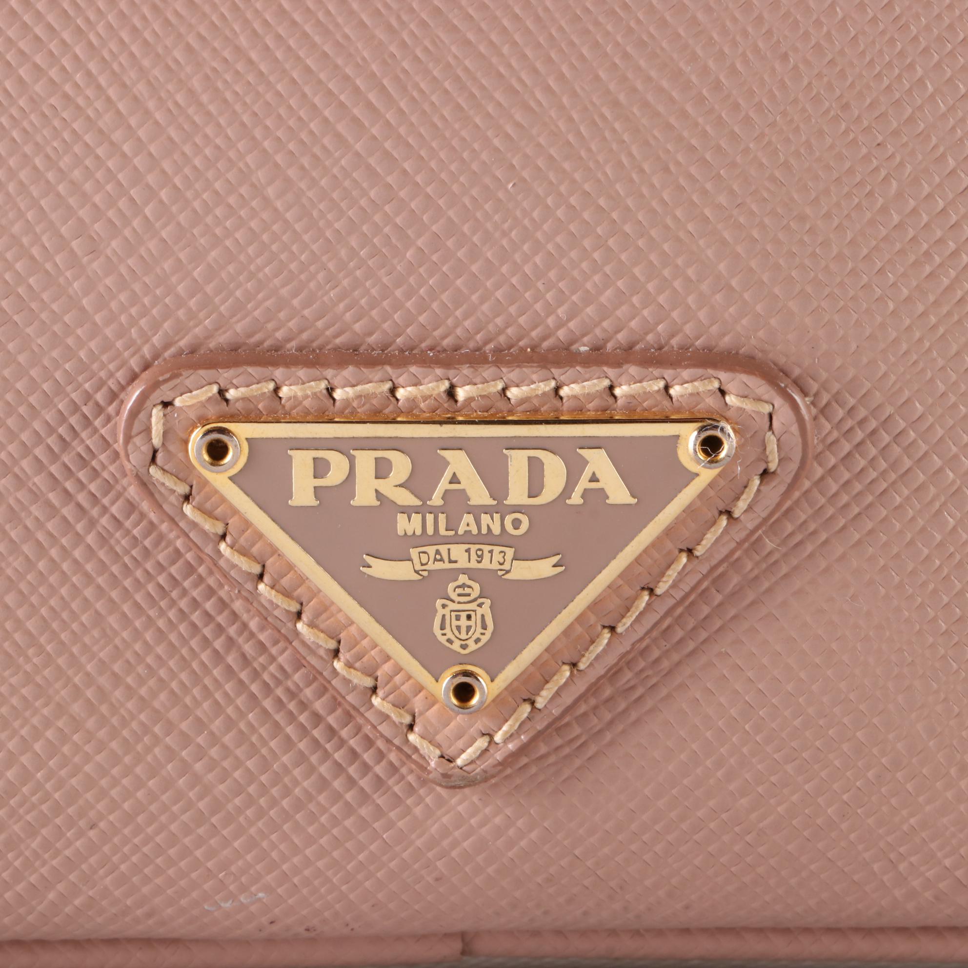 Prada Small Zip Crossbody Bag in Bicolor Saffiano Leather