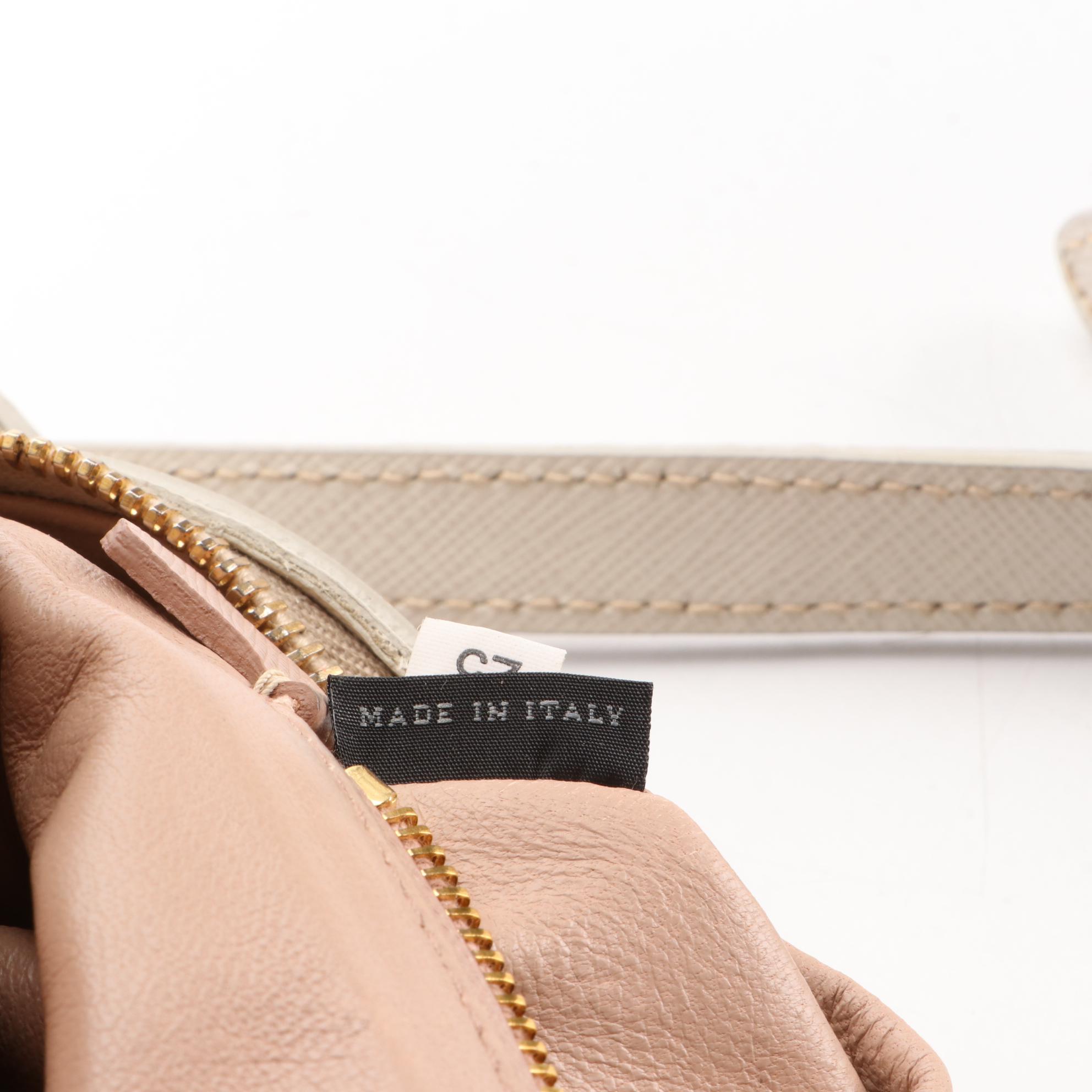 Prada Small Zip Crossbody Bag in Bicolor Saffiano Leather