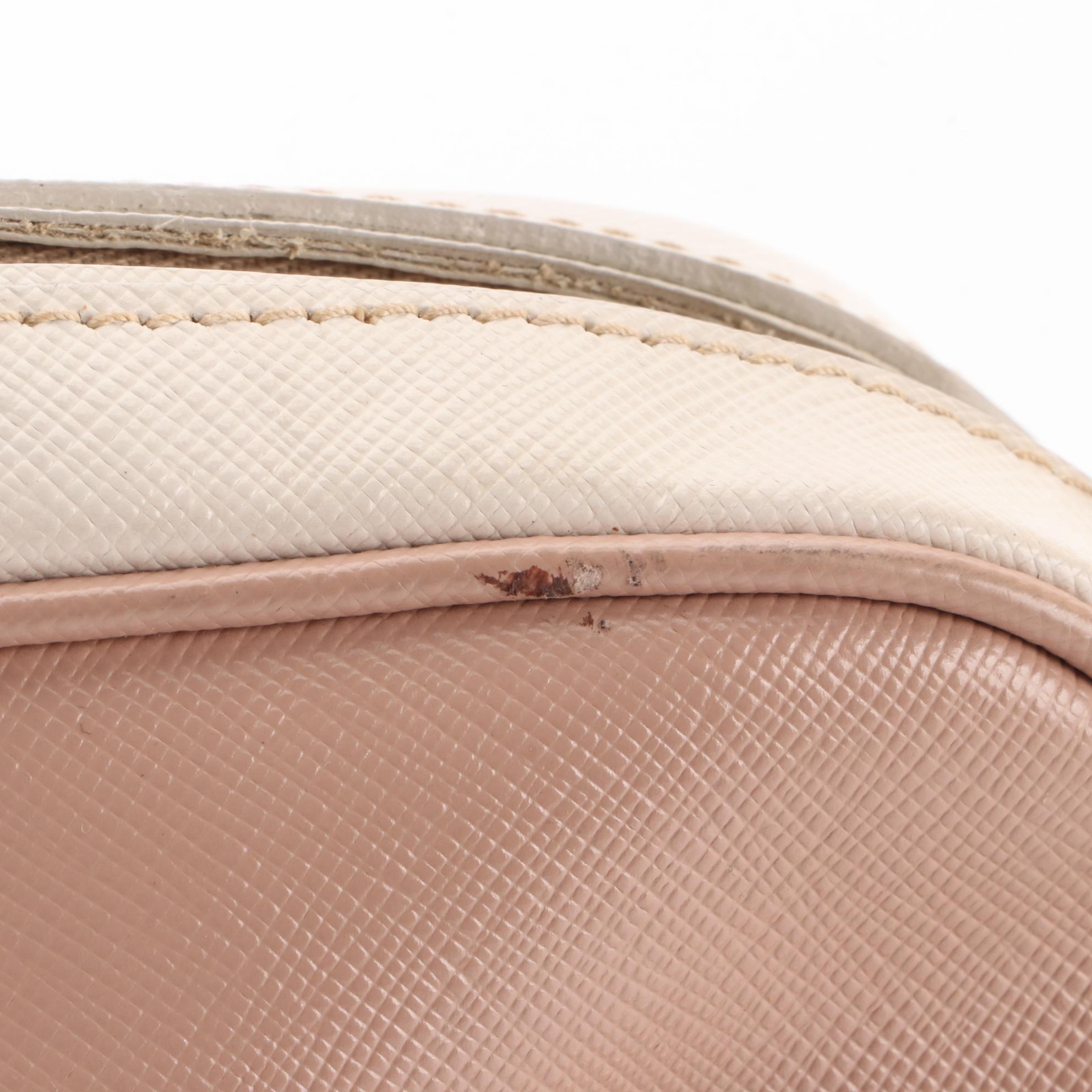 Prada Small Zip Crossbody Bag in Bicolor Saffiano Leather