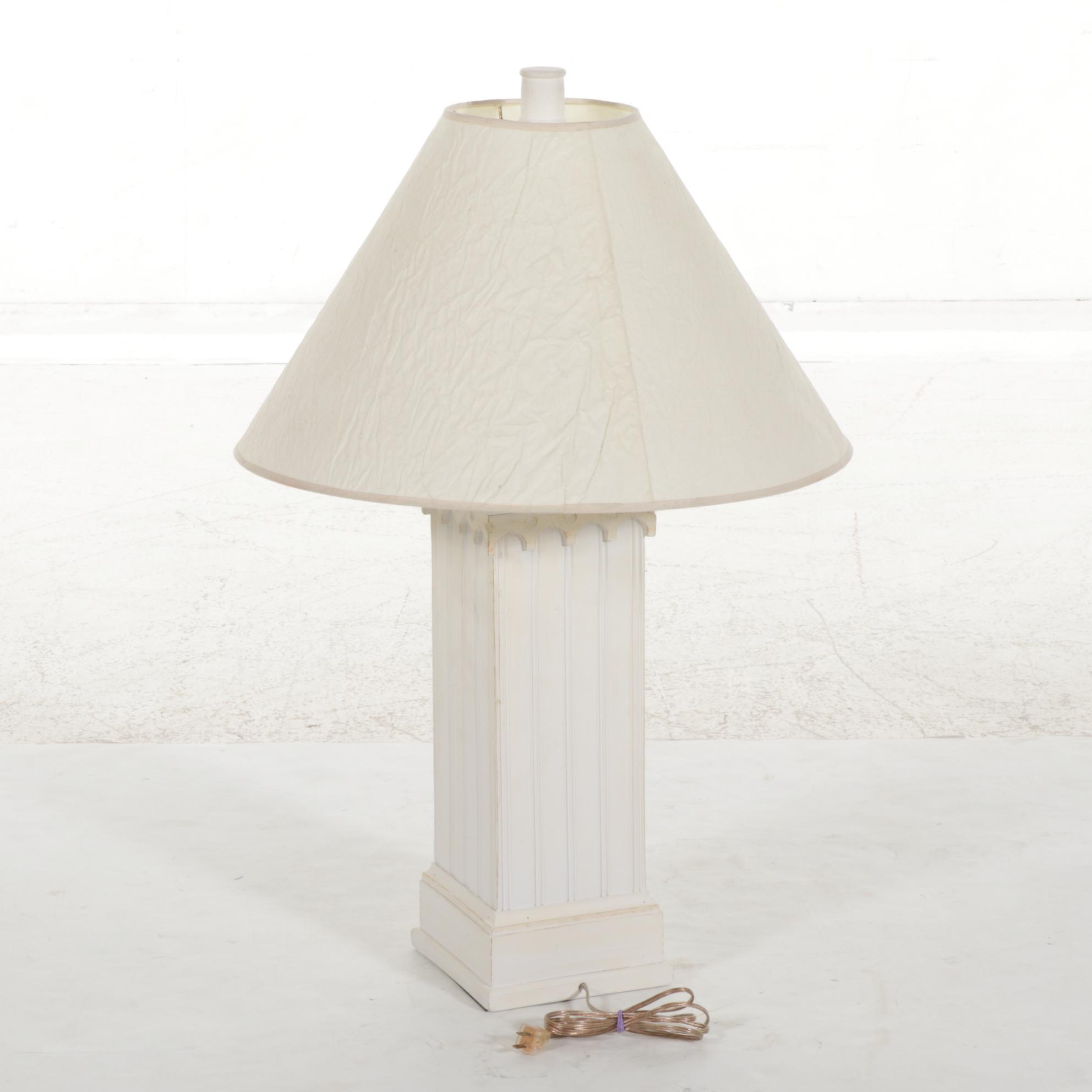 Cresswell Ltd. White Column Table Lamp, Late 20th Century