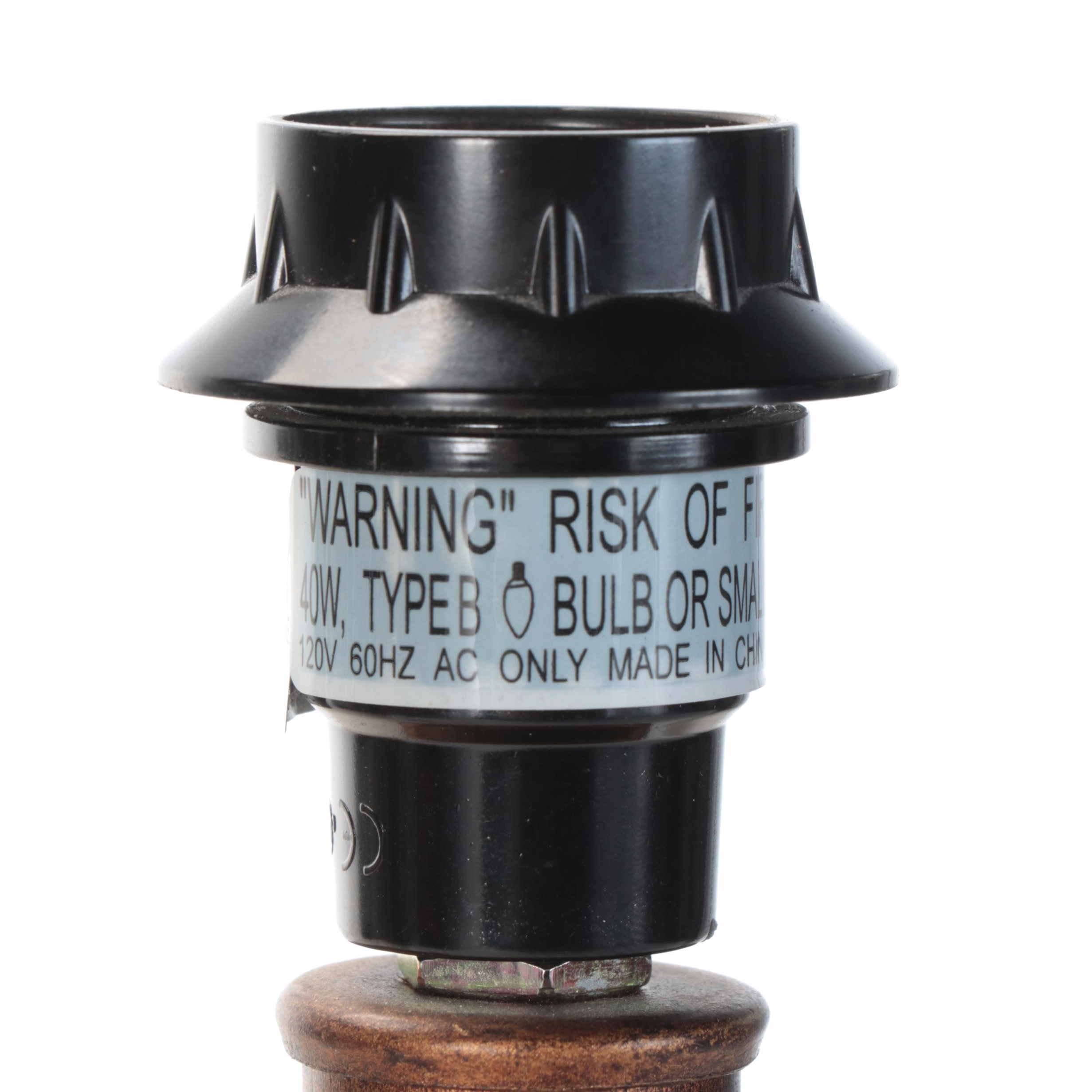 Pair of Stacked Glass and Gilt Metal Buffet Lamps With Victorian Style Shades