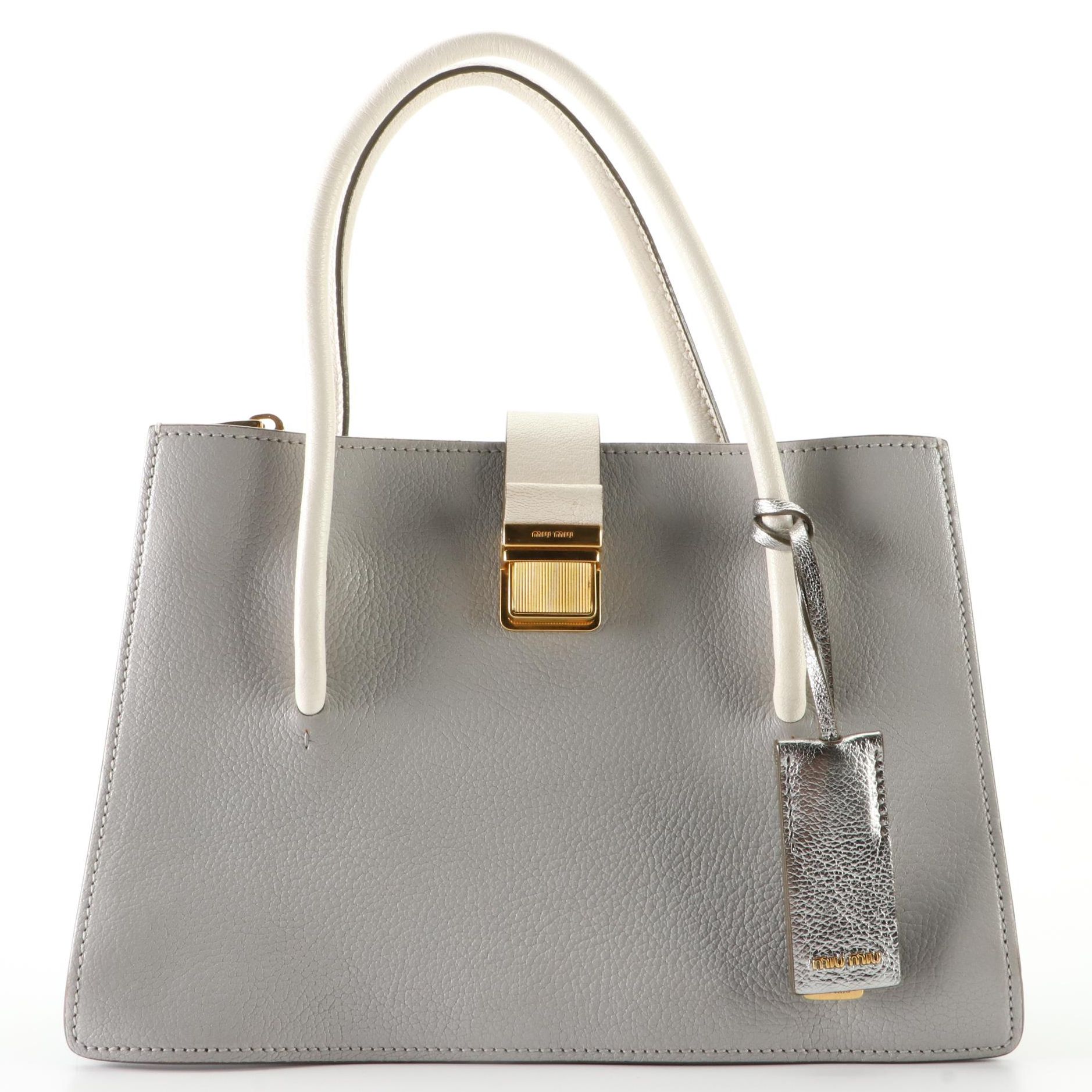 Miu Miu Madras Convertible Tote in Tri-Color Goatskin Leather