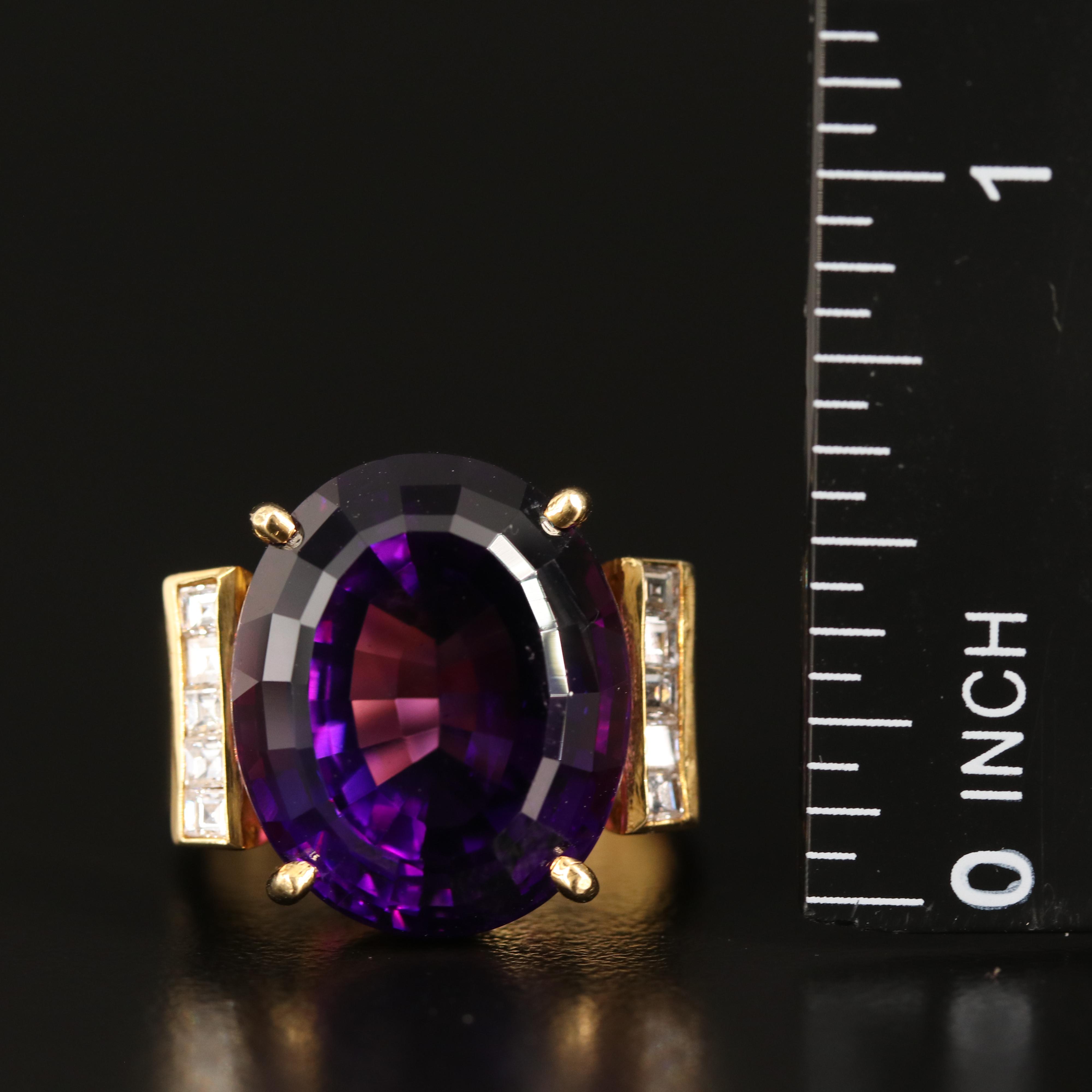 18K 15.31 CT Amethyst and Diamond Fashion Ring