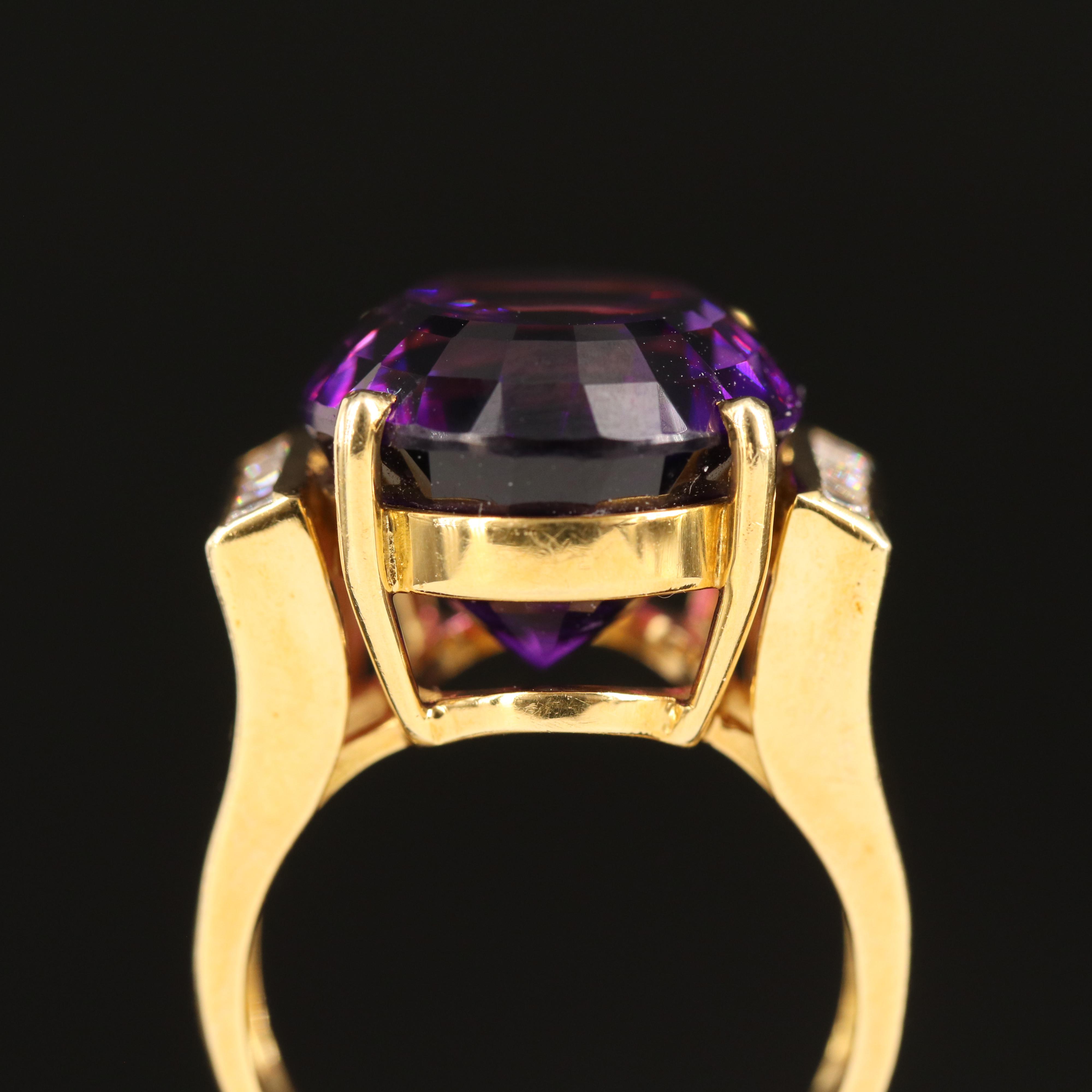 18K 15.31 CT Amethyst and Diamond Fashion Ring