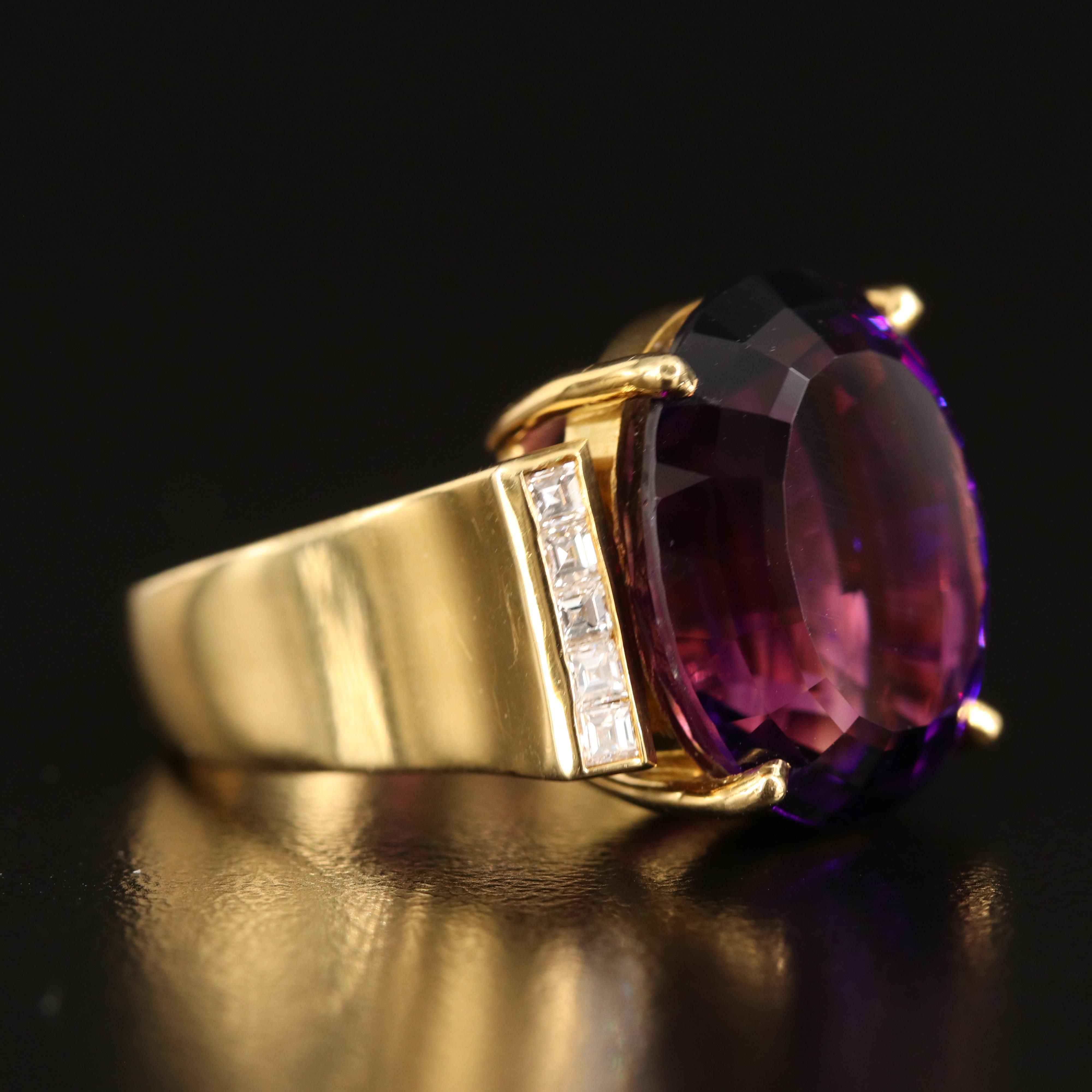 18K 15.31 CT Amethyst and Diamond Fashion Ring