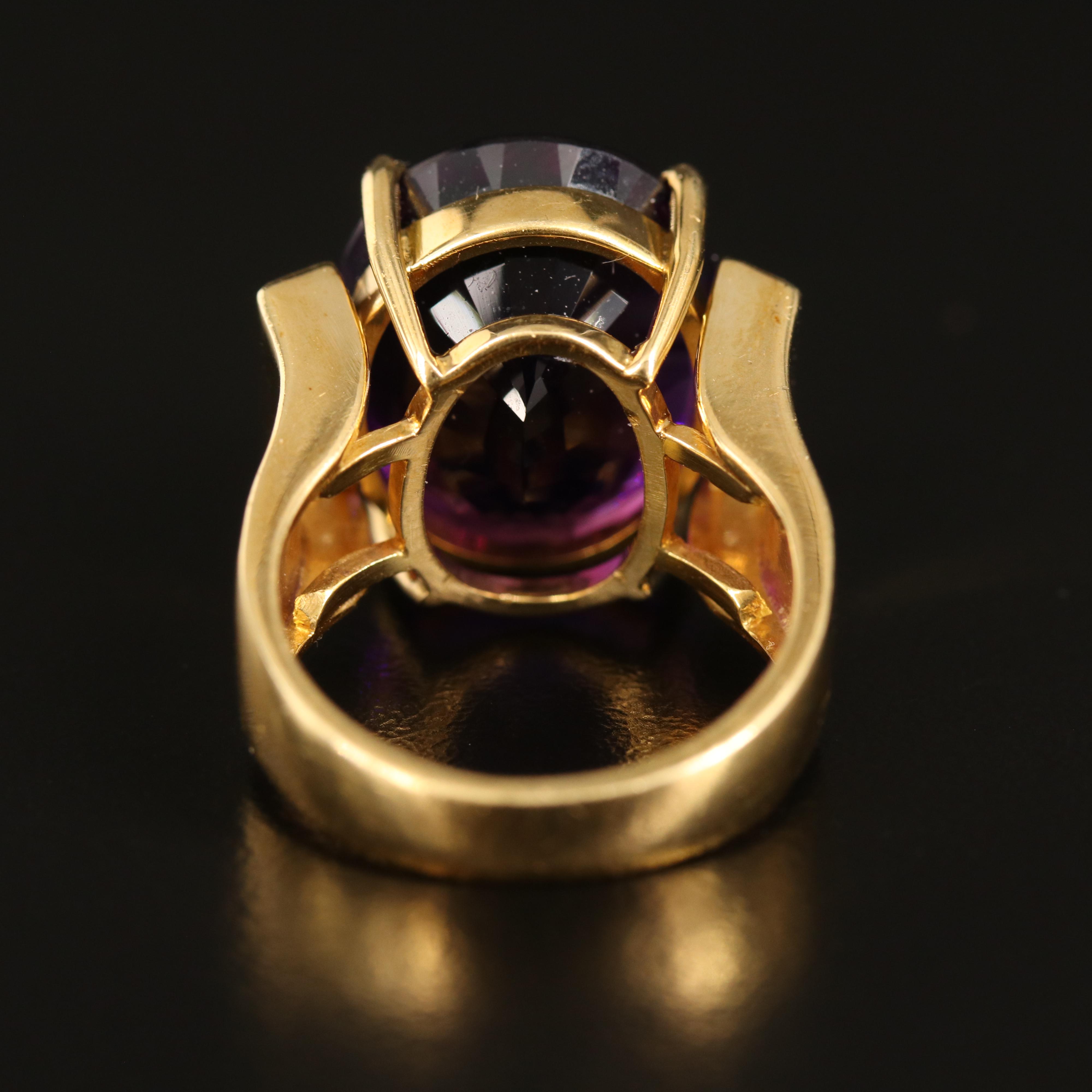 18K 15.31 CT Amethyst and Diamond Fashion Ring