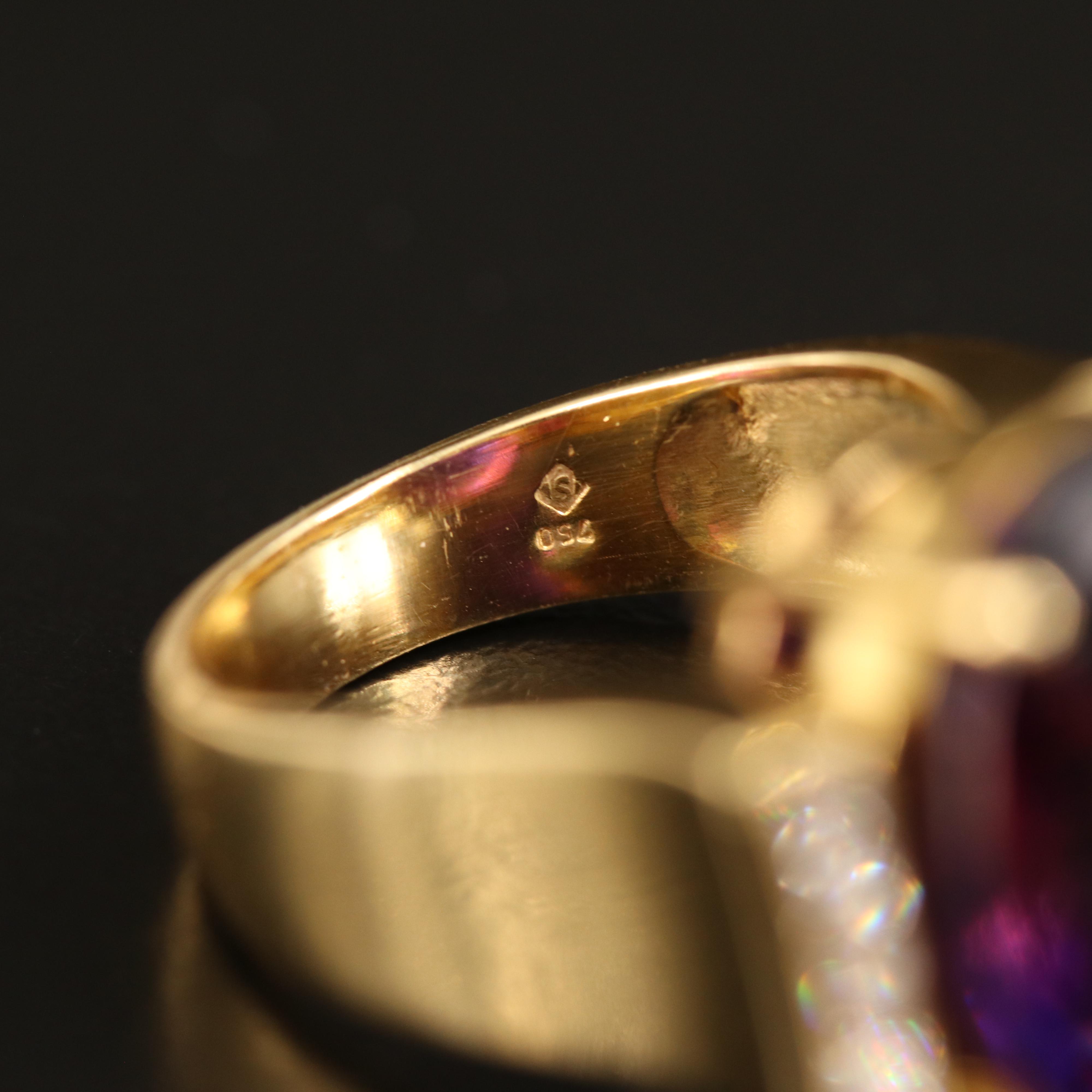 18K 15.31 CT Amethyst and Diamond Fashion Ring