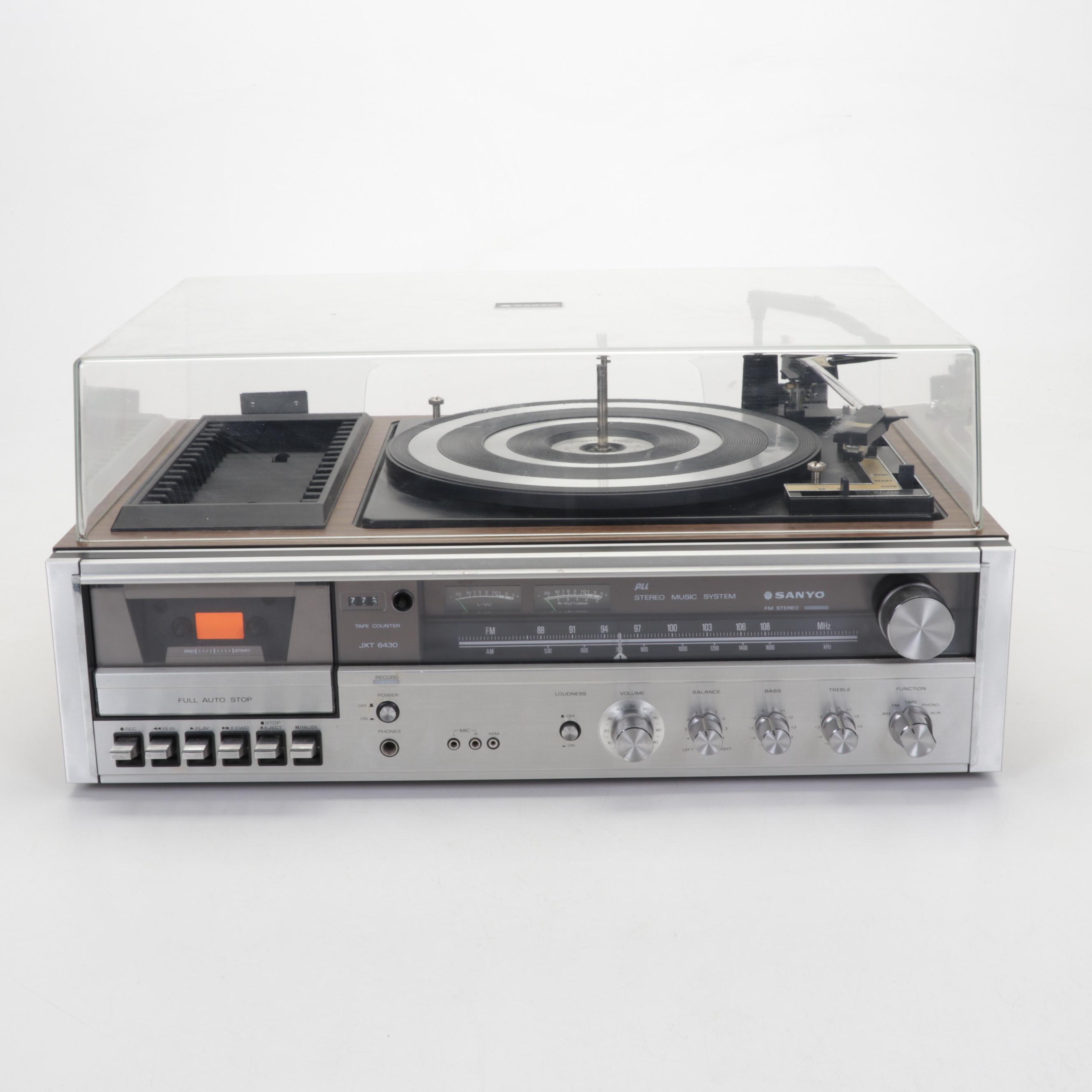 60s/70s/80s Records & Sanyo JXT 6430 Turntable and Cassette Player Music System
