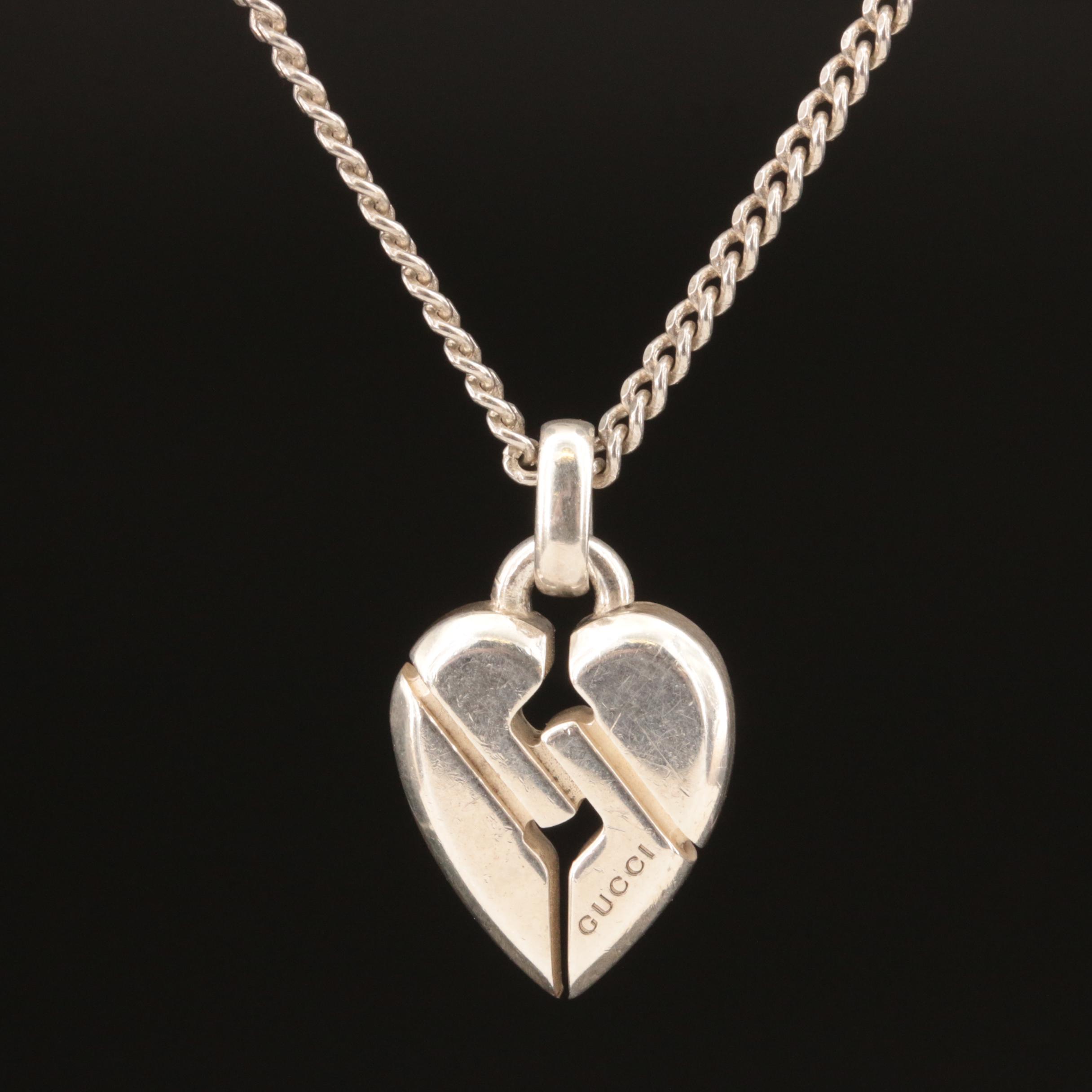 Gucci Sterling Heart Pendant Necklace