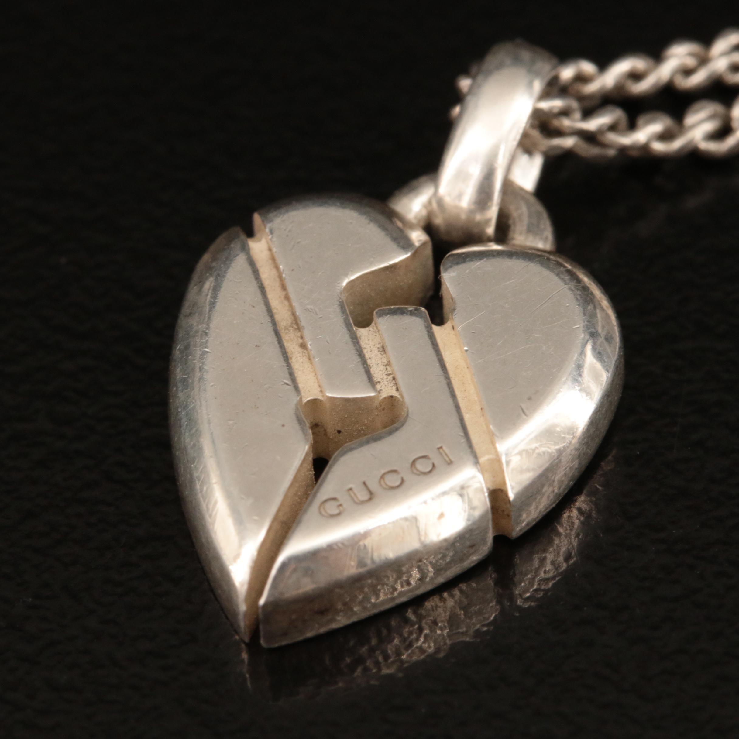 Gucci Sterling Heart Pendant Necklace