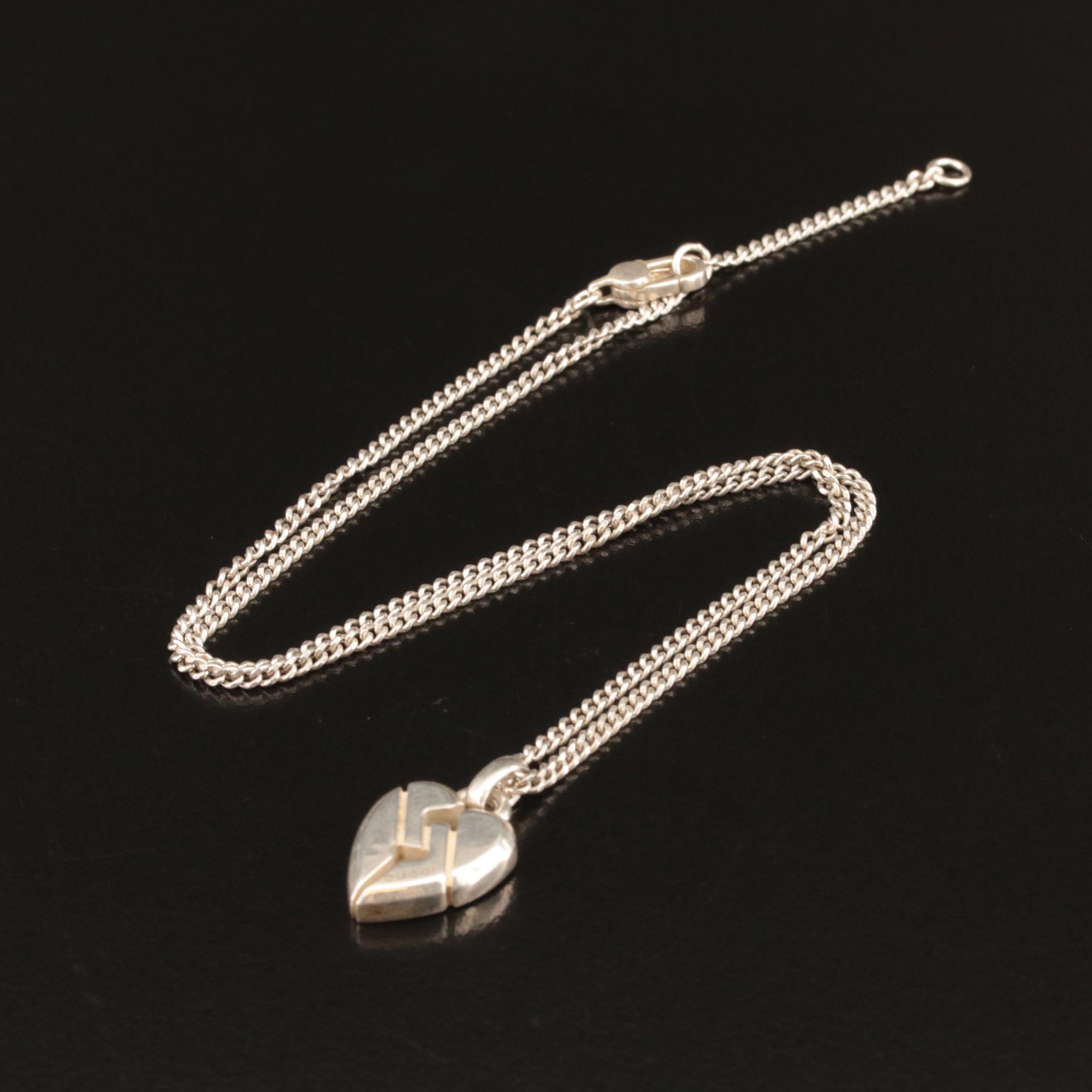 Gucci Sterling Heart Pendant Necklace