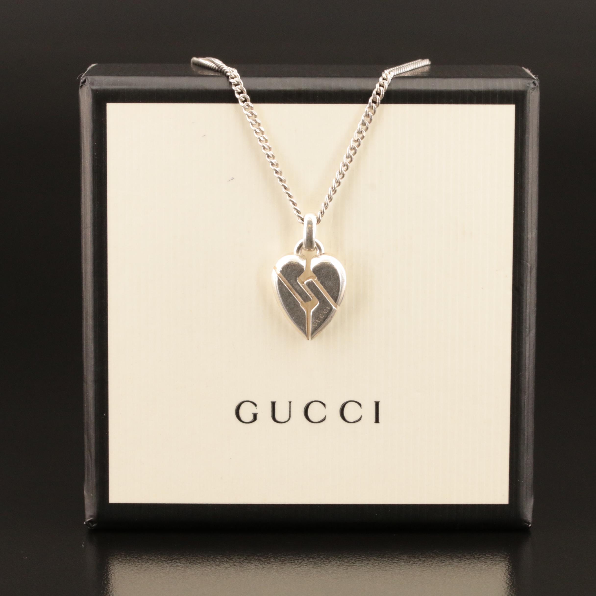 Gucci Sterling Heart Pendant Necklace